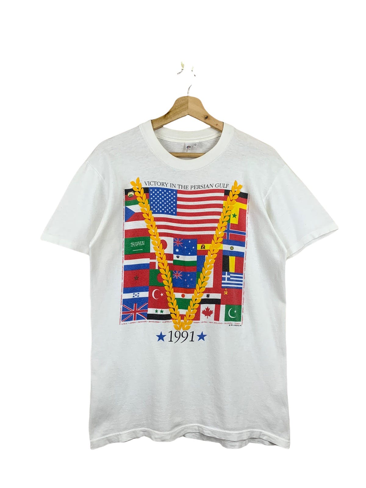 🔥VINTAGE 1991 VICTORY IN THE PERSIAN GULF WHITE T-SHIRT - 1