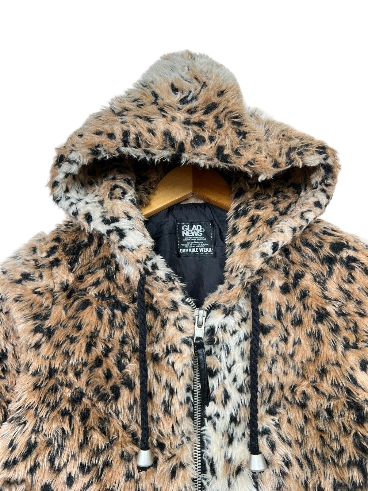 Japanese Brand - Glad News Leopard Fur Zip Up Hoodie - 4