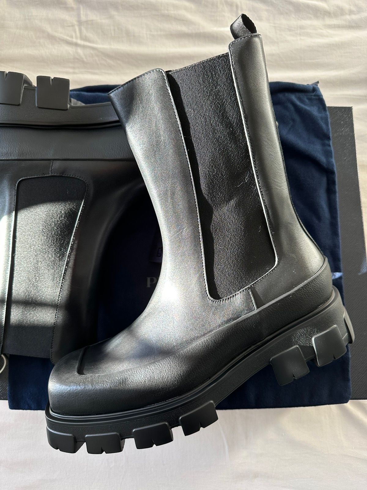Prada Leather Chelsea Boots - 5