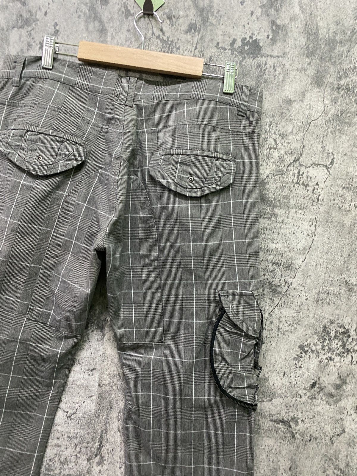 Japanese Brand - 31040=SKKONE Cargo Multipocket Checked Bondage Style Pant - 11