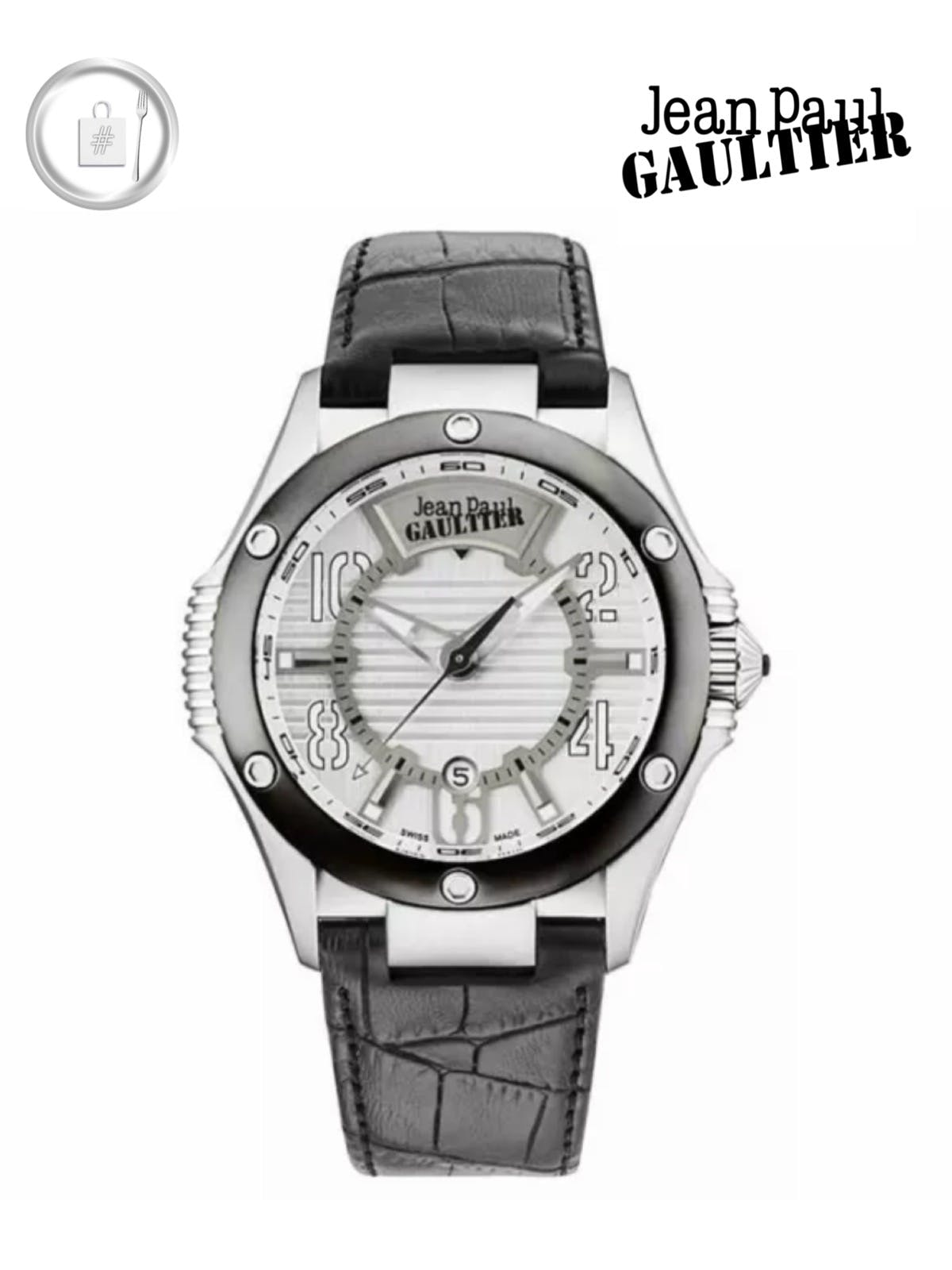 Crocodile-effect silver watch - 1