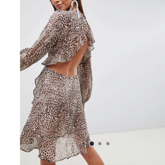 ASOS Animal Print Cut-Out Open Back Ruffle Dress - 2