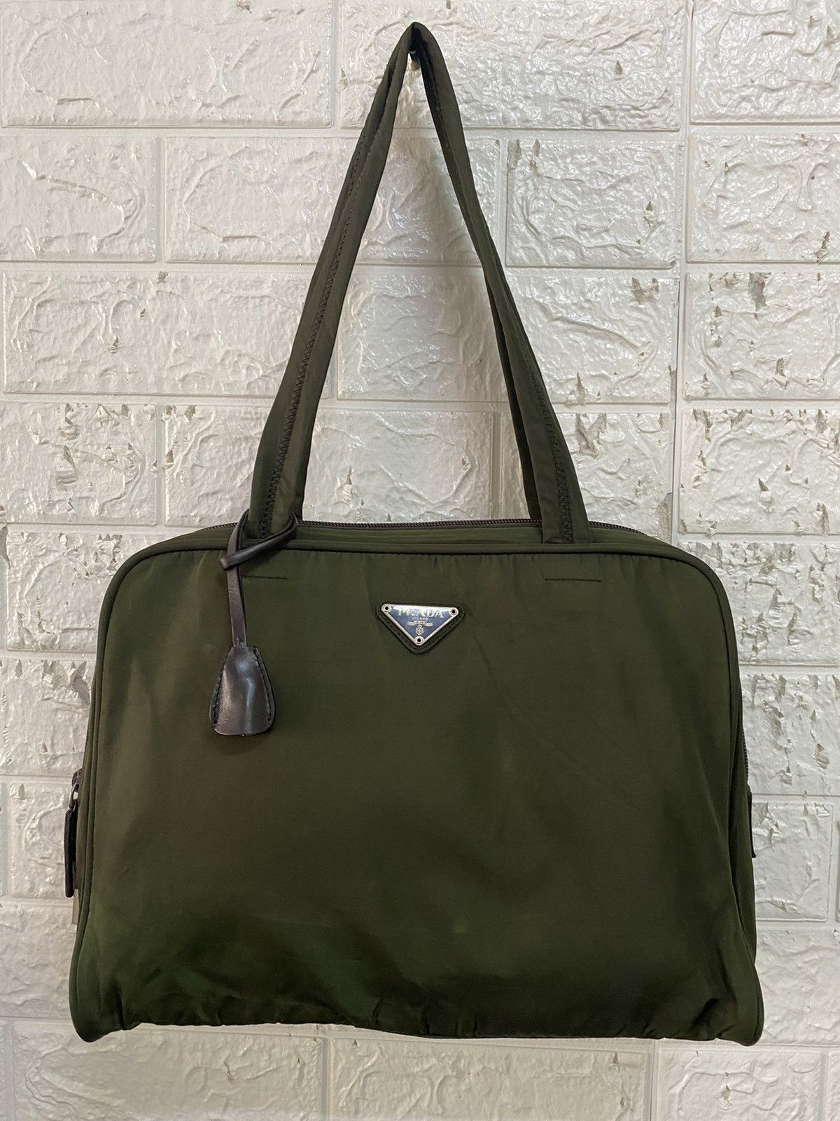 Authentic Vintage Prada Tessuto Nyalon Green Shoulder Bag - 24