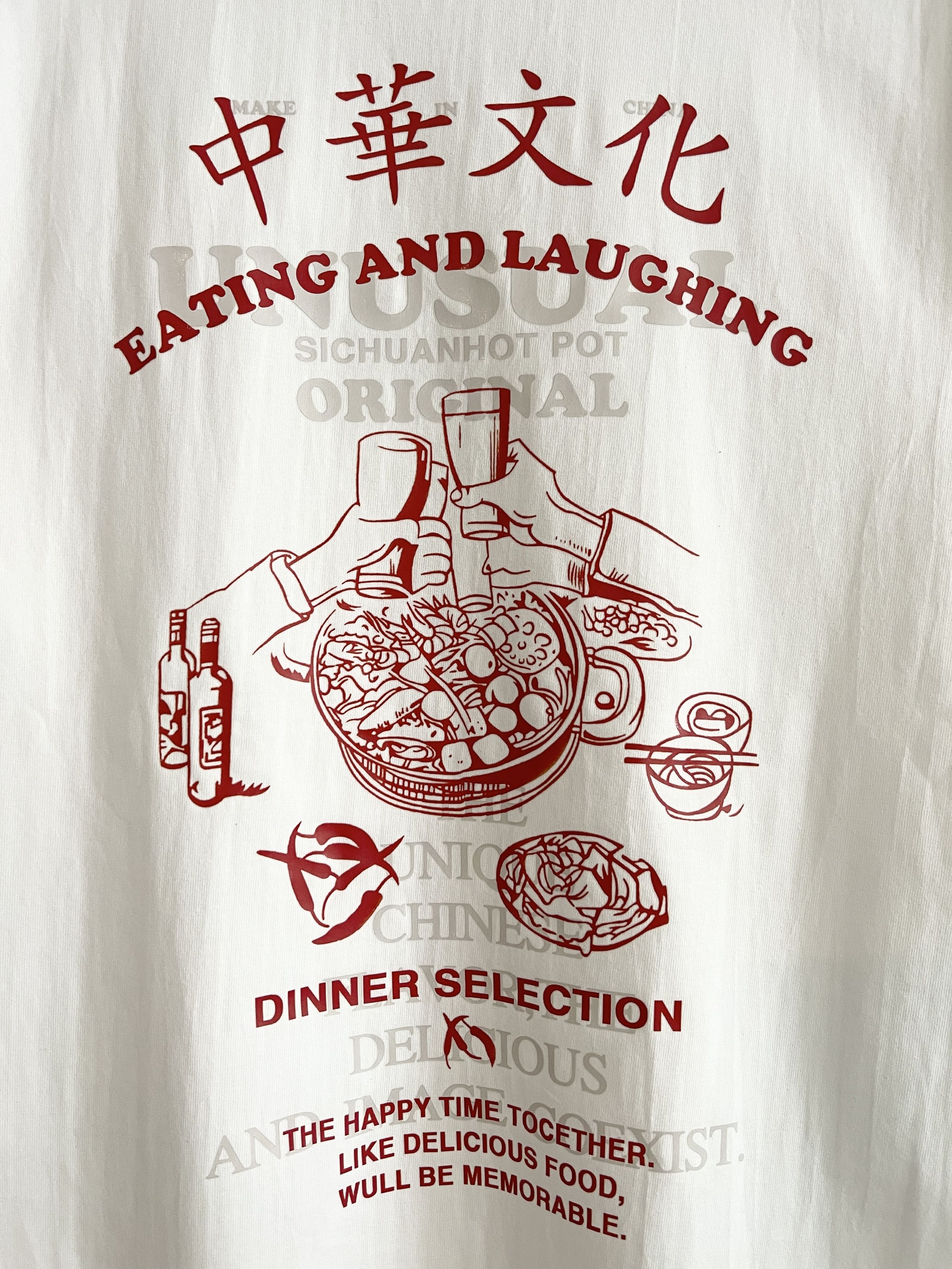 Vintage - STEAL! VTG 2000s Chinese Table Culture Eating Laughing Tee - 4