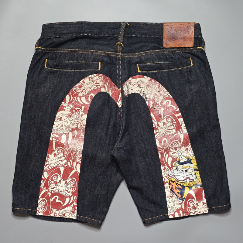 Evisu - Daruma Buddies Daicock Print Denim Shorts - 1