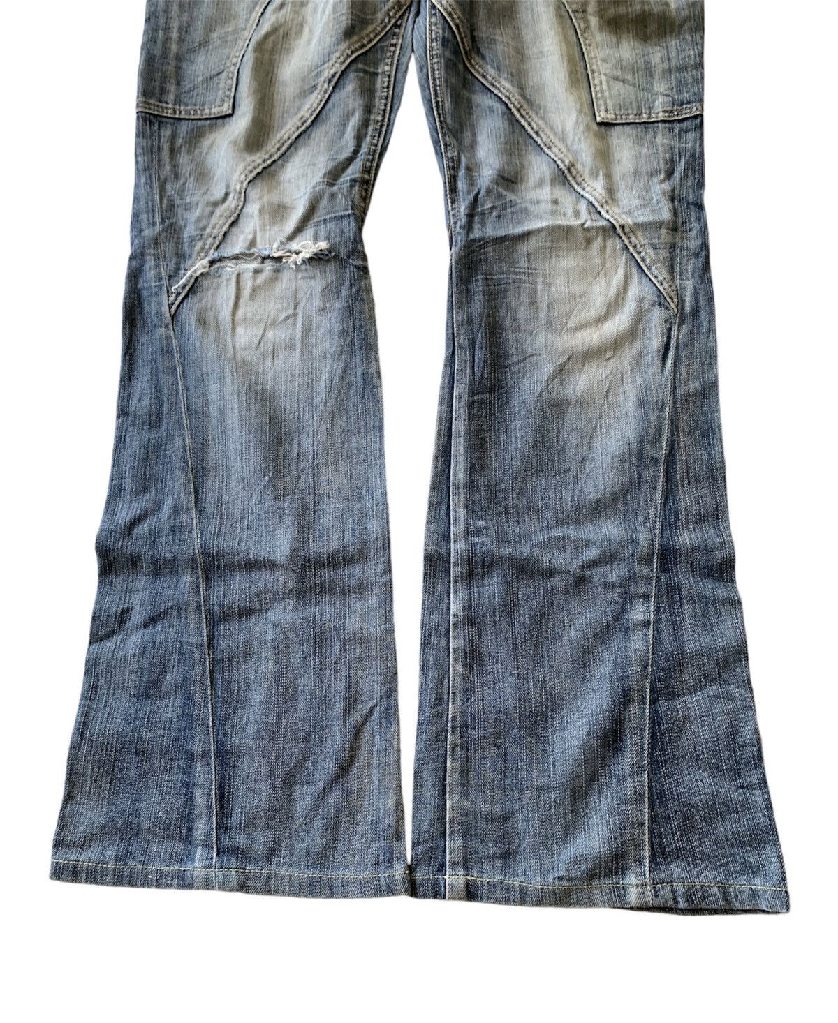 Japanese Brand - Flare Michel Klein Dirty Washed Distressed Denim - 3