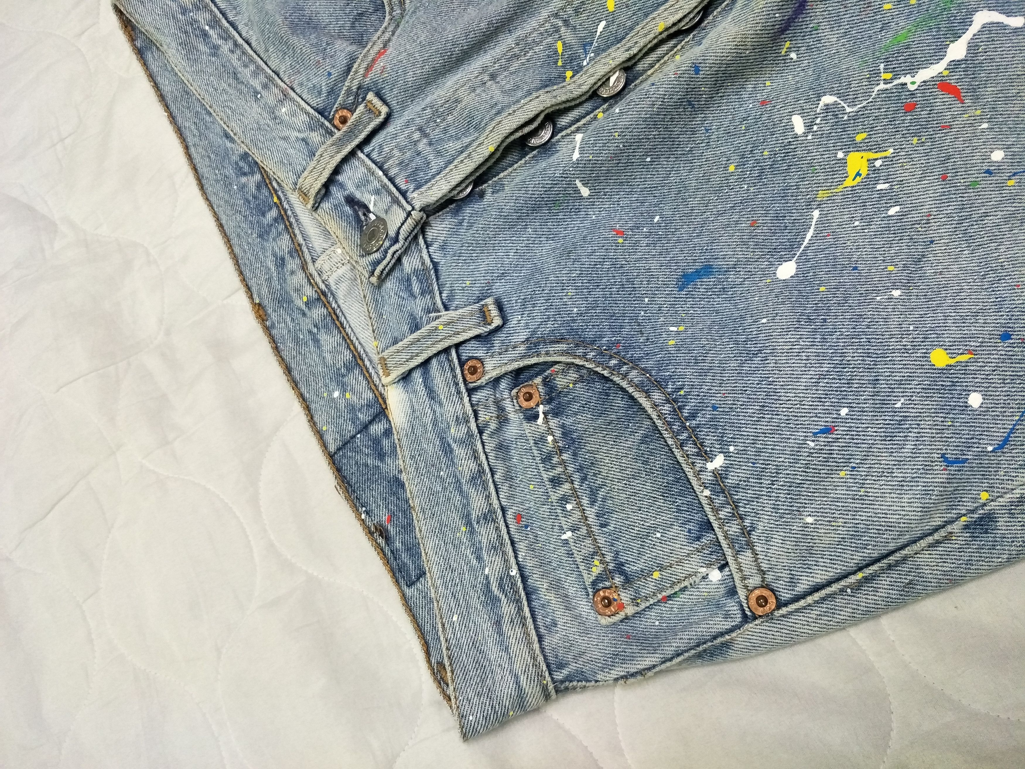 Vintage Levi's 501 Custom Splatter Distress Denim - 2