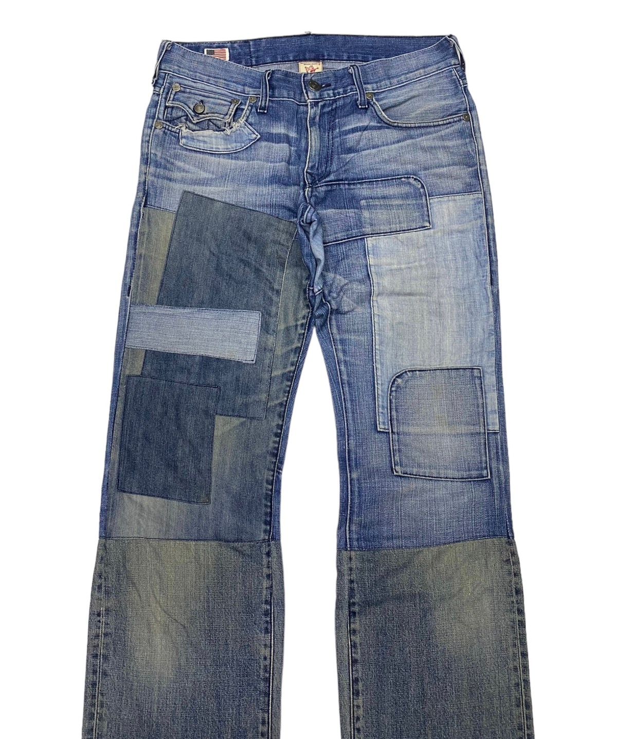 🔥TRUE RELIGION PATCHWORK DISTRESSED DENIM JEANS - 1