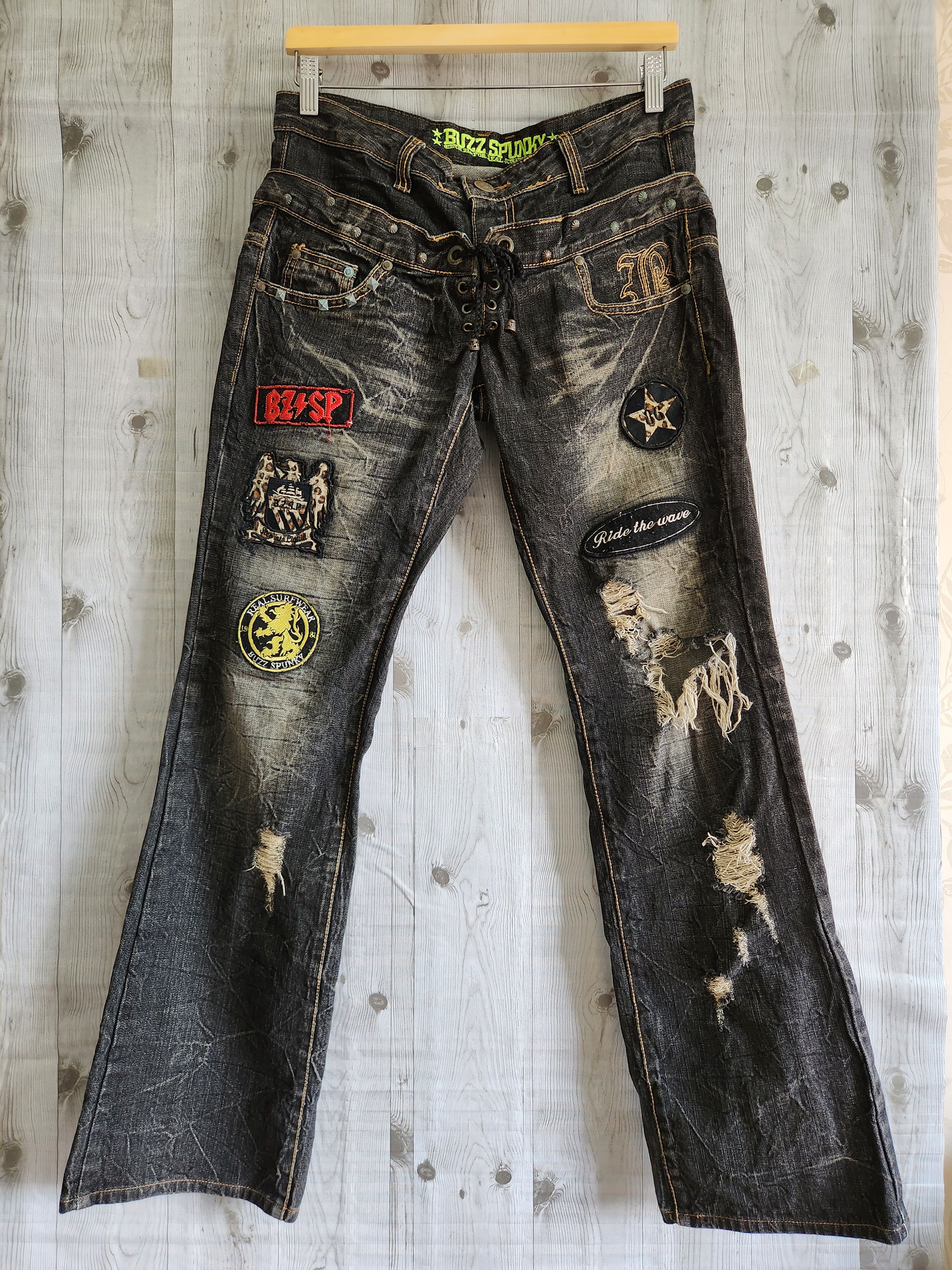 Japanese Brand - Seditionaries Punk Rock Double Waist Denim With Patches - 1