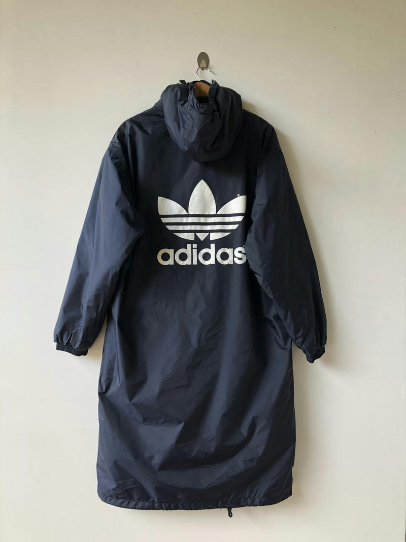 Vintage Adidas big logo sherpa Dark Blue Long Jackets - 1