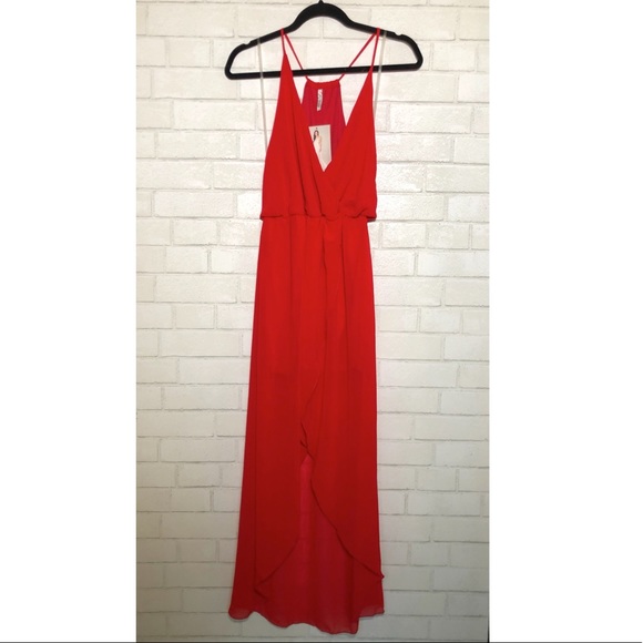 Publik Red Crossover Draped Dress - 3