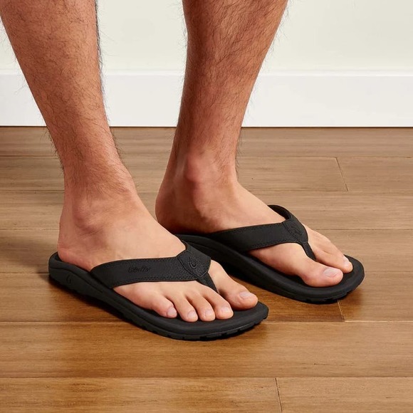 Olukai Ohana Beach Sandals Water Resistant Slip On Cushion Summer Black US 9 - 1