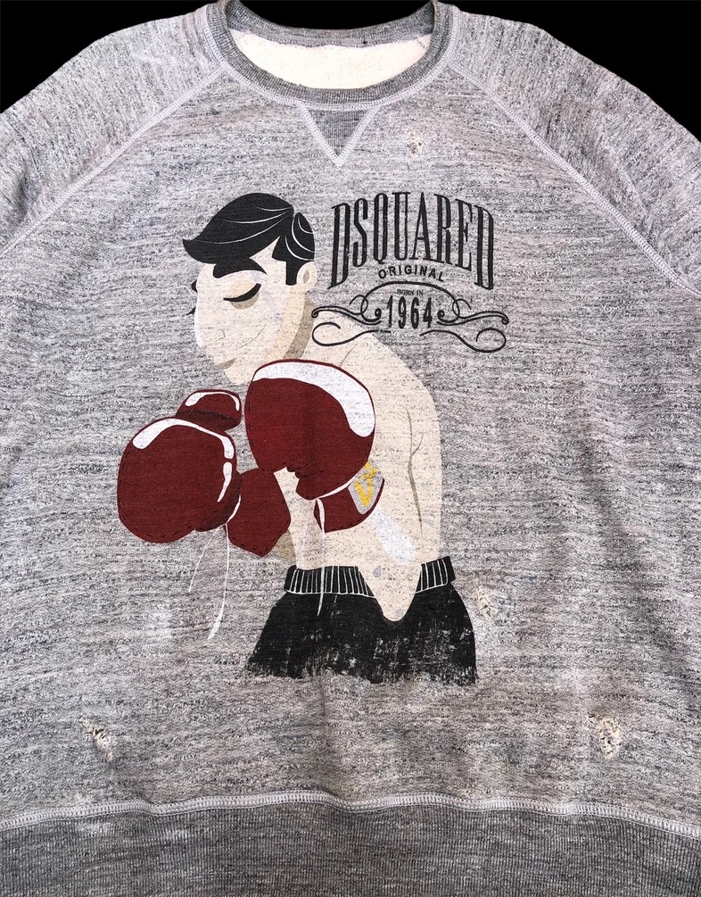 Dsquared2 1964 Boxer Print Distressed Style Sweatshirt - 5