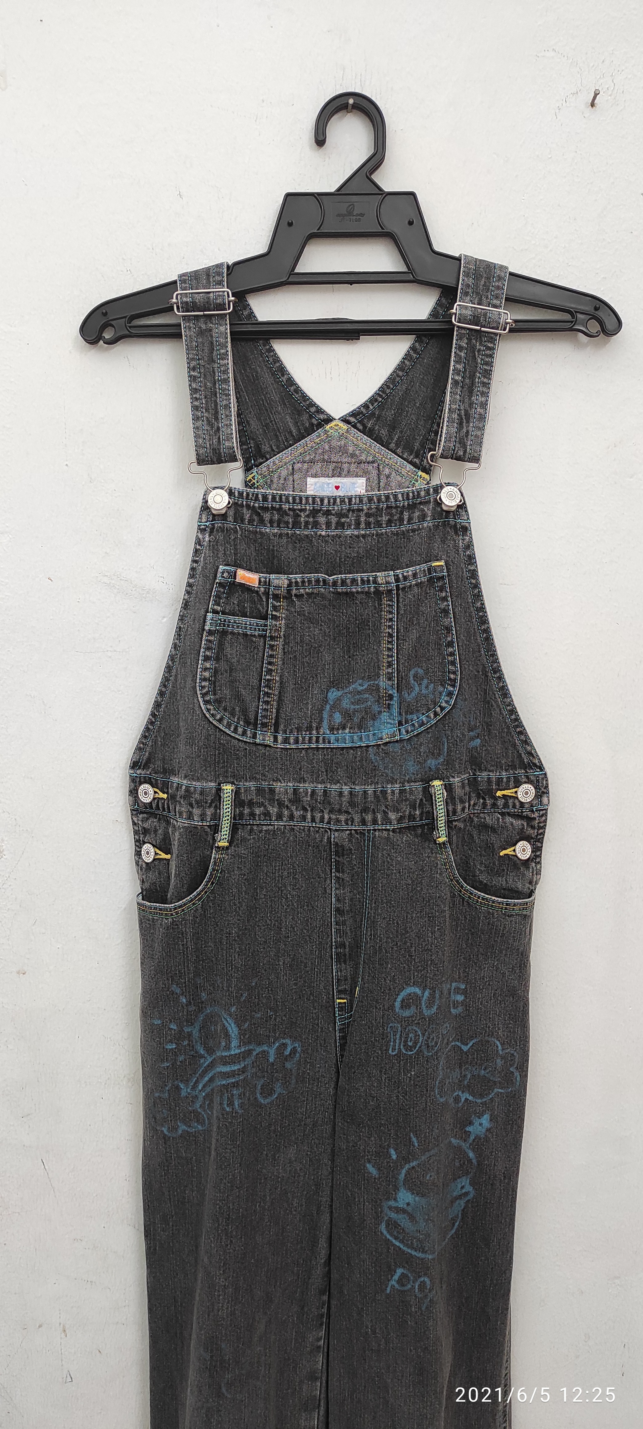 Japanese Brand - Archive 1990's ANGEL BLUE painter denim waistband overalls - 7