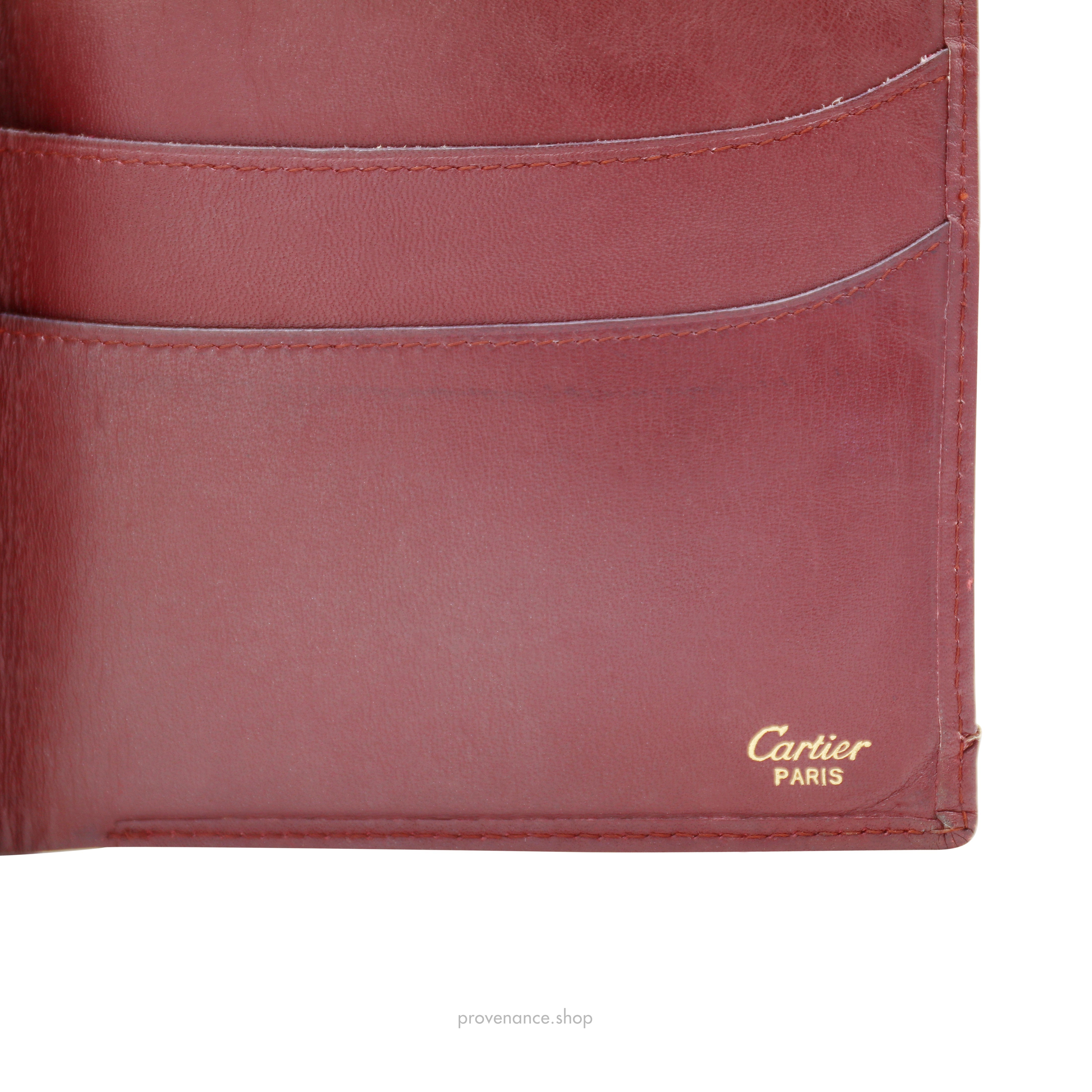 Cartier Bifold Wallet - Burgundy Calfskin Leather - 6