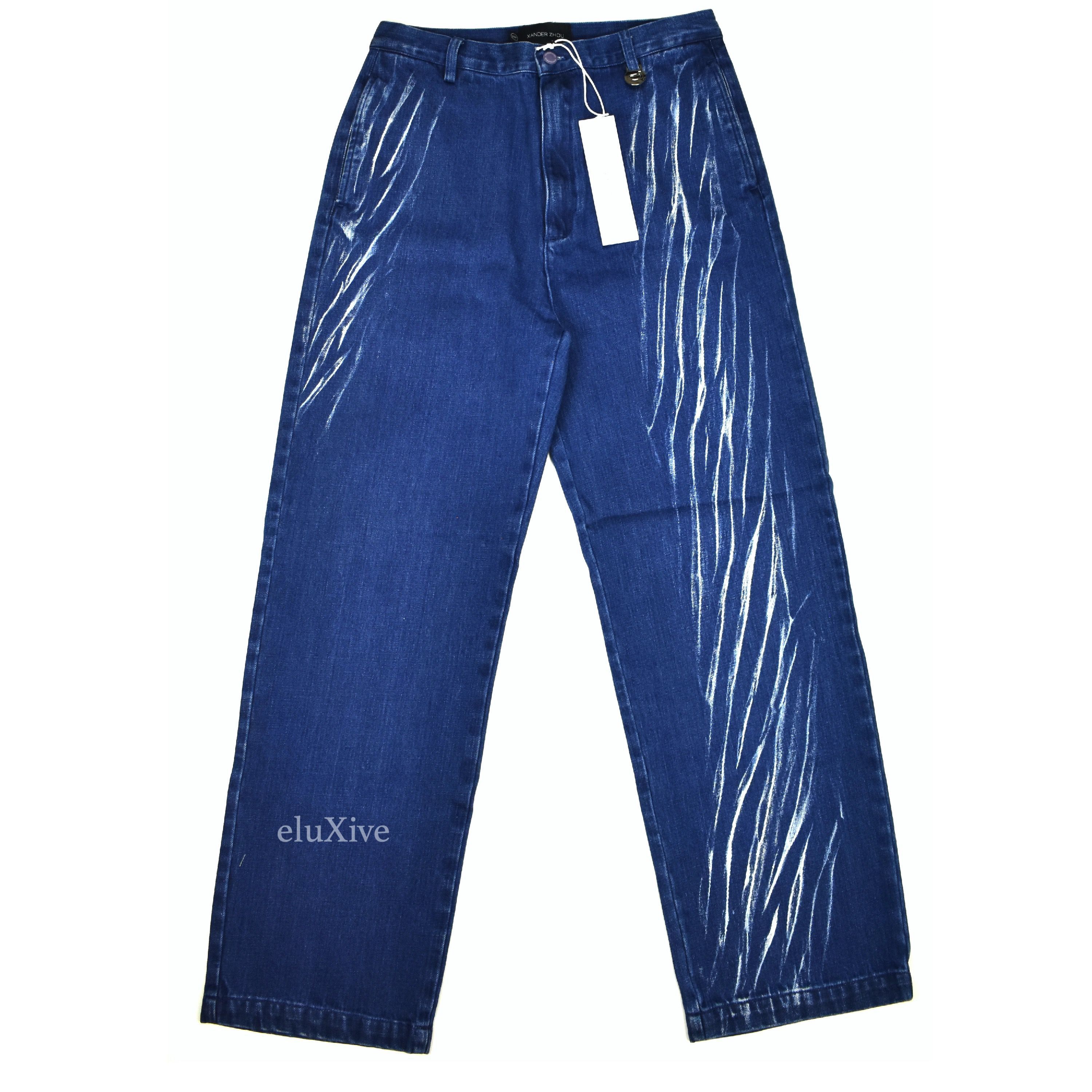 Xander Zhou Blue Spiral Effect Denim Jeans - 1