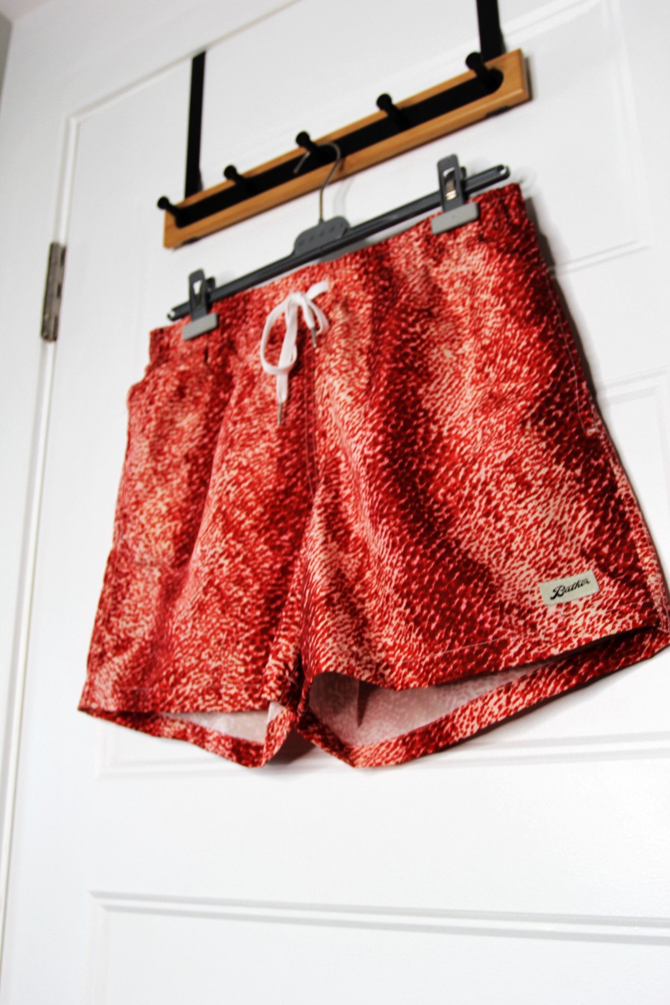 BNWT SS23 BATHER RED PAINTED MOSS SWIM SHORTS M - 6