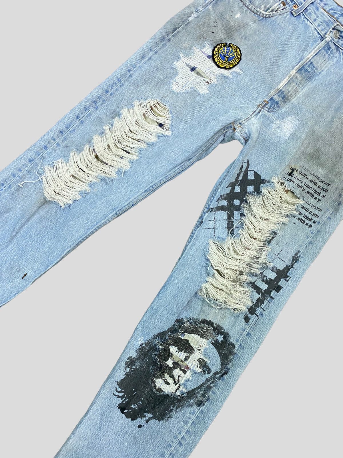 VINTAGE 90s Levi's 501 DISTRESSED CUSTOM CHE QUEVARA DENIM - 10