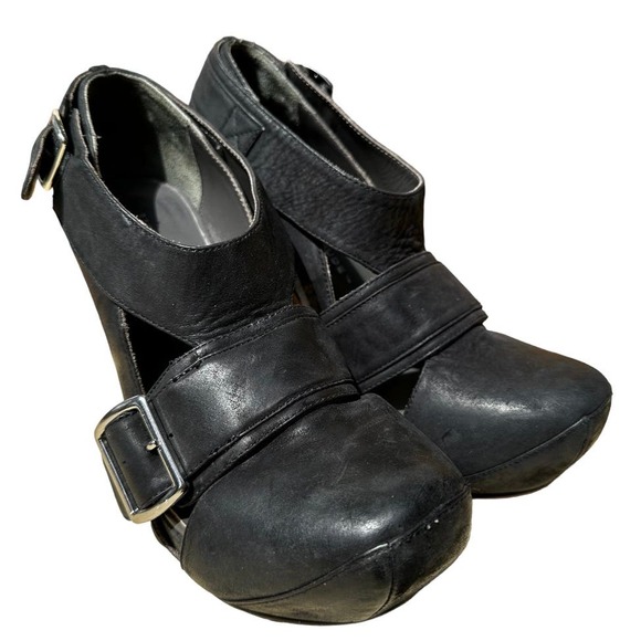 United Nude Ankle Boots Heels Closed Toe Buckle Straps Leather Black 7.5 - 2