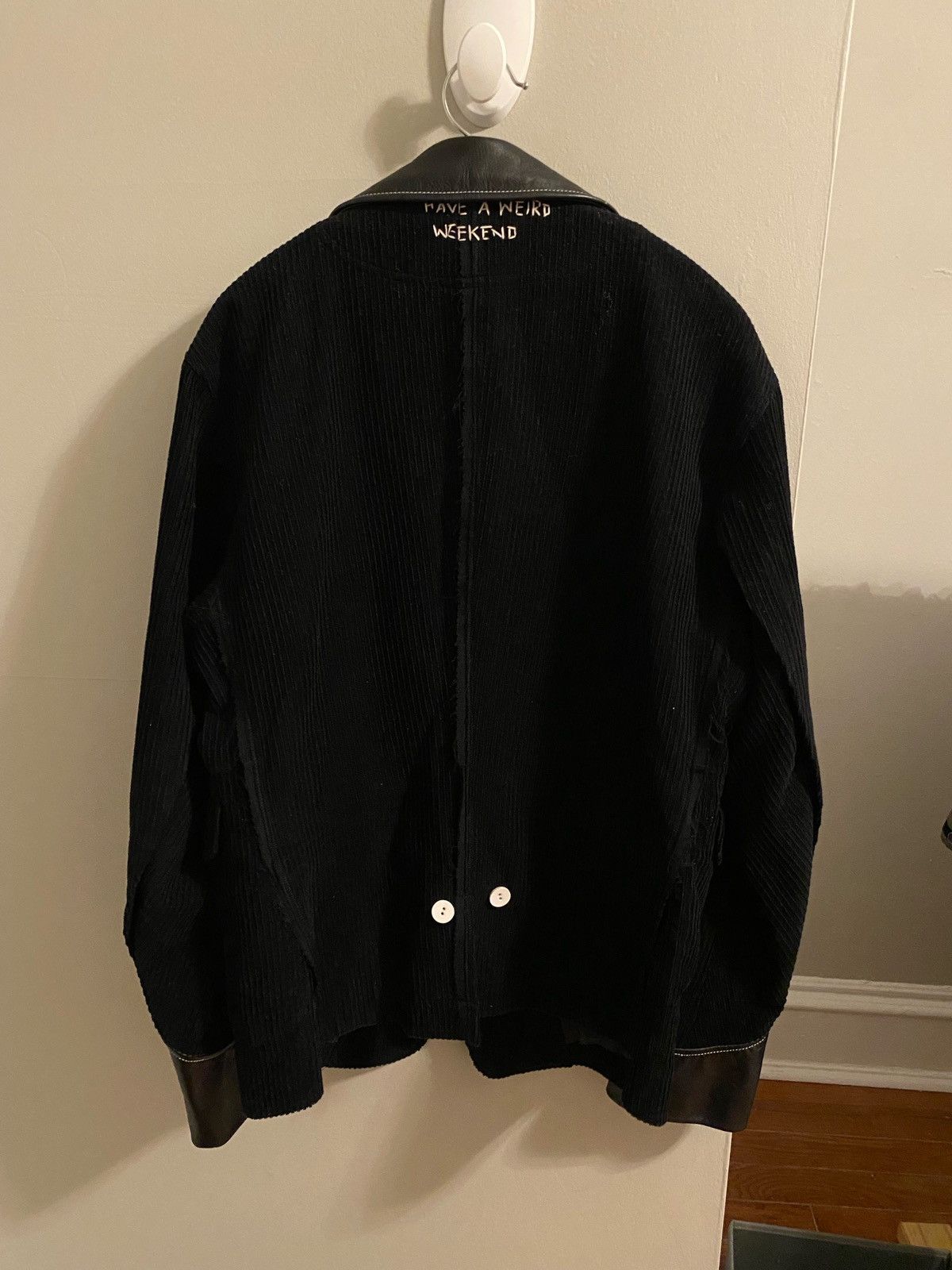 16aw instant calm wool corduroy cow leather jacket - 4