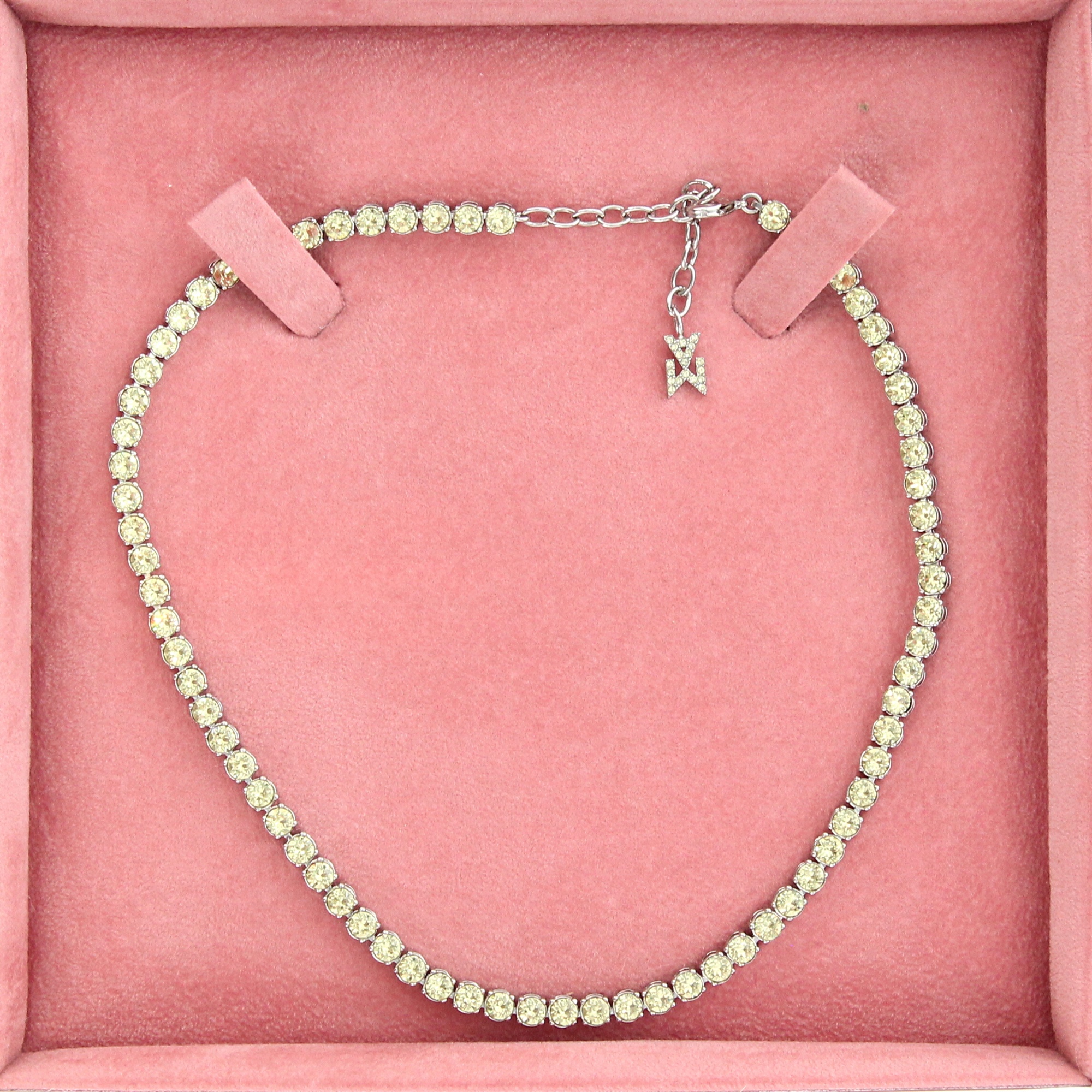 Amina Muaddi Tennis Necklace Jonquil Crystals | fedeluxury