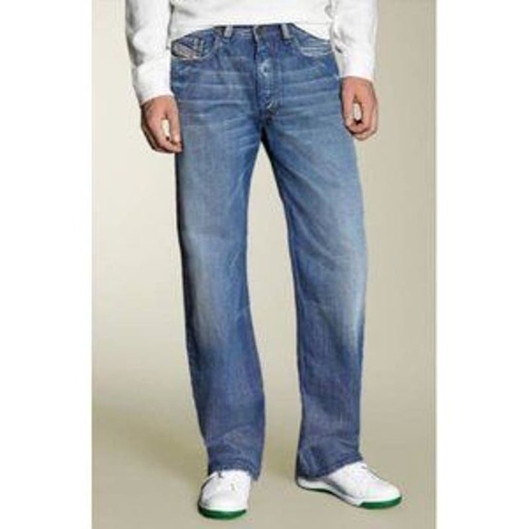 Diesel Kuratt Straight Leg Jeans Medium Wash Snap Button Fly 100% Cotton 40x34 - 1