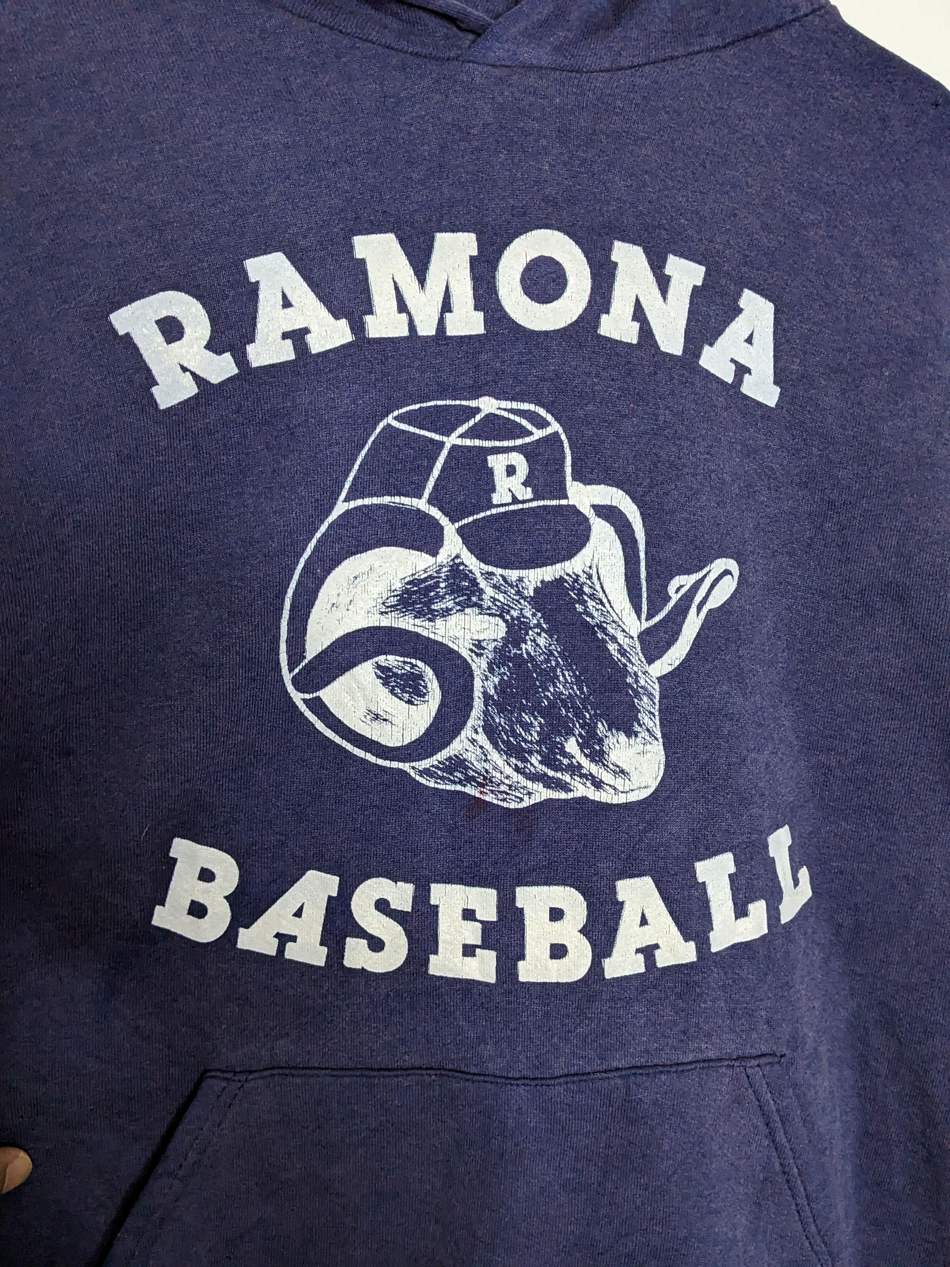 Vintage 80s Russel Ramona Baseball Navy Blue Womens Hoodie - 4