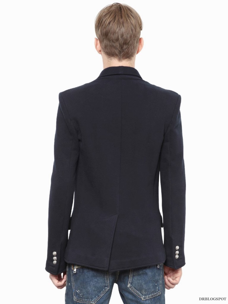 Navy Jersey Double Breasted Blazer - 2