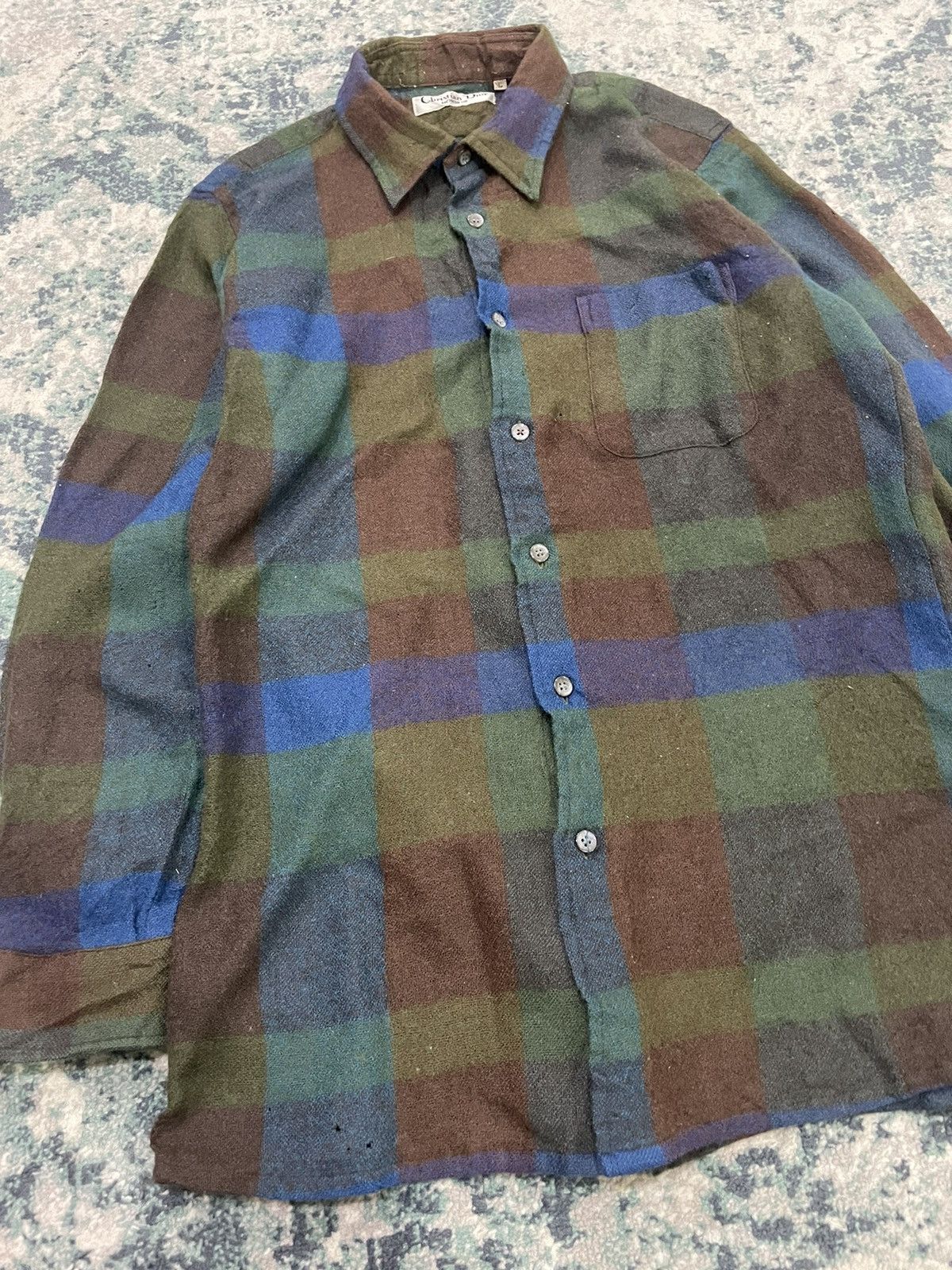 Rare Vintage 1980 Christian Dior Hair Flannel Button Up L/S - 14