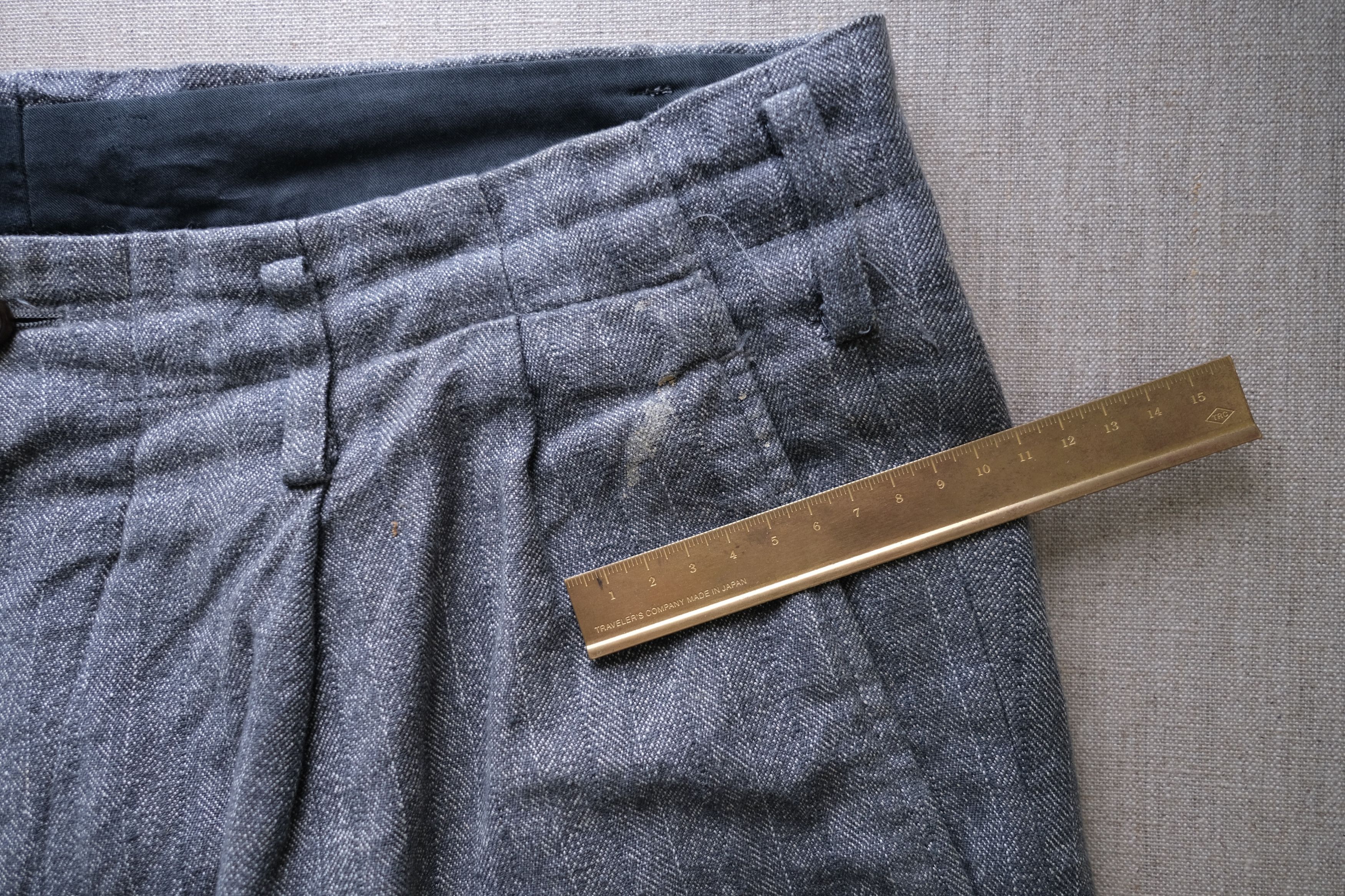 🈹 YFM [1980s-90s] Worn Double Tuck Linen-Blend Pants - 8