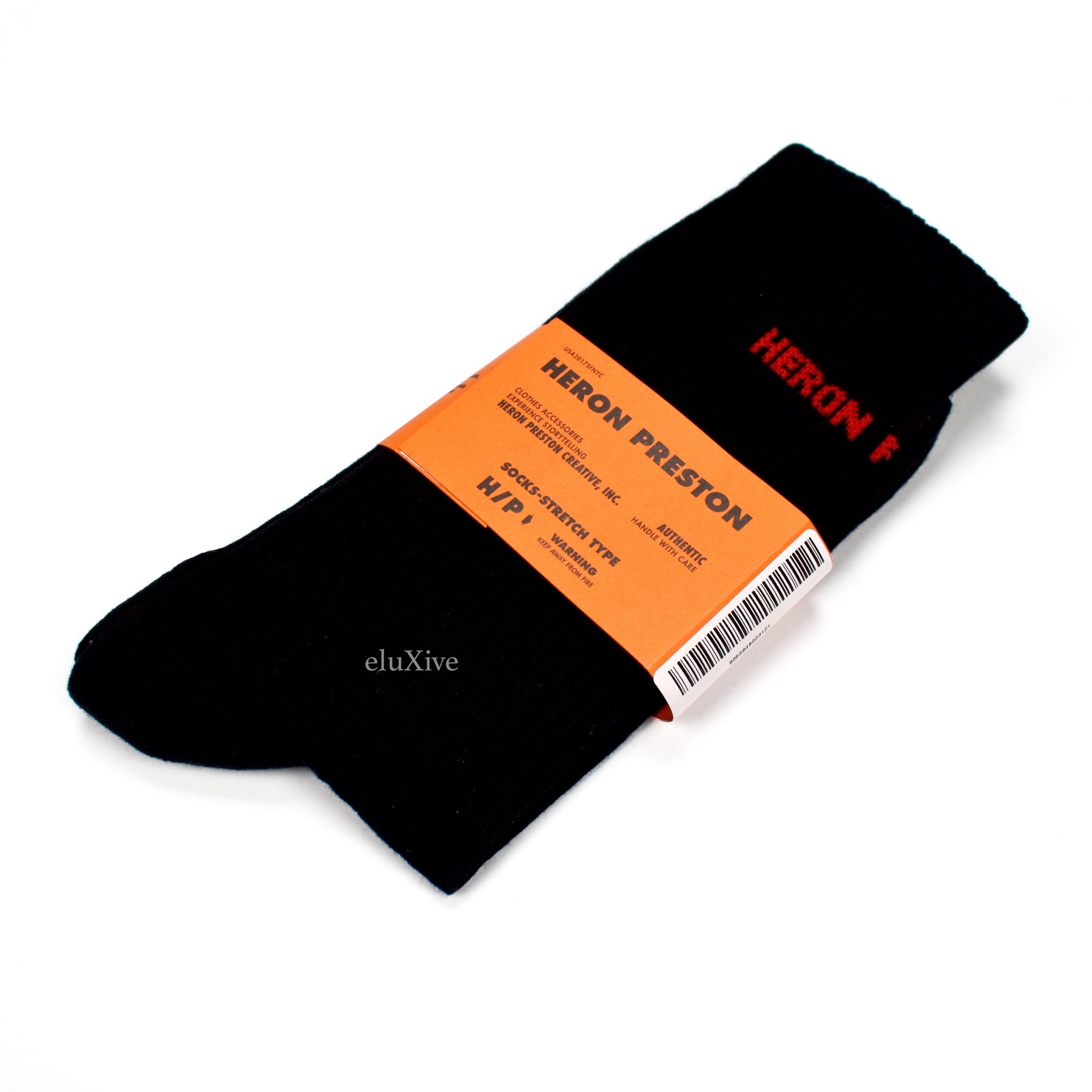 Heron Preston Black Logo Knit Socks M NWT - 3