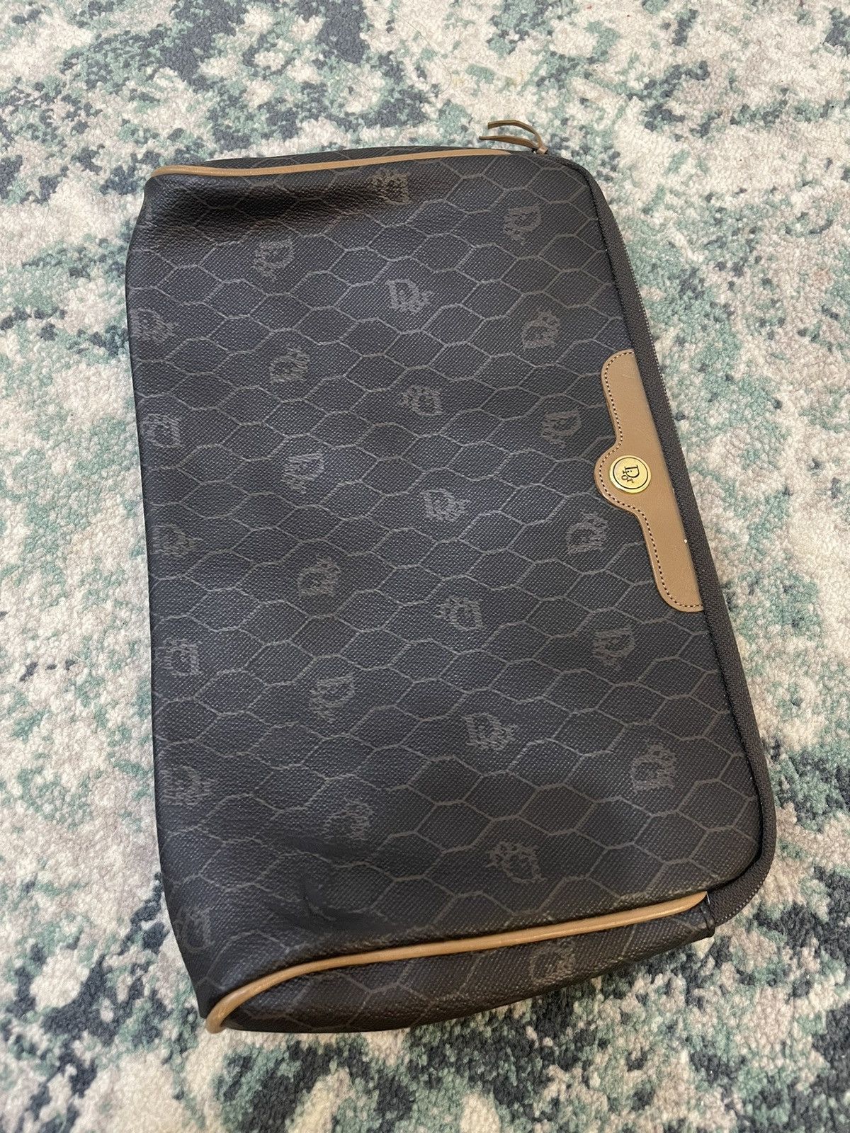 Dior Honey Comb Monogram Leather Clutch Bag - 16