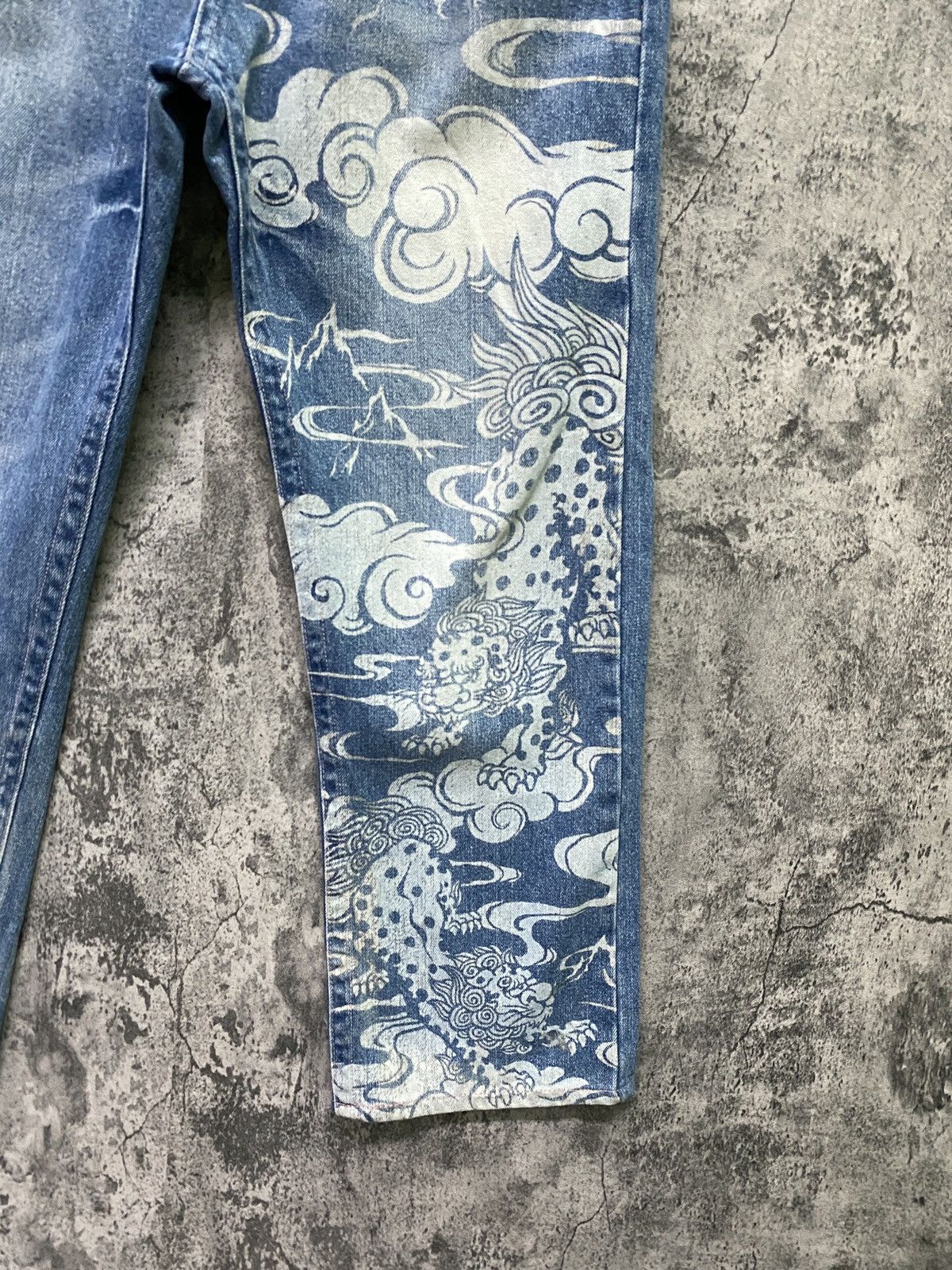 Designer - KARAKURI Dragon Art Distressed Japan Traditional Jean - 6