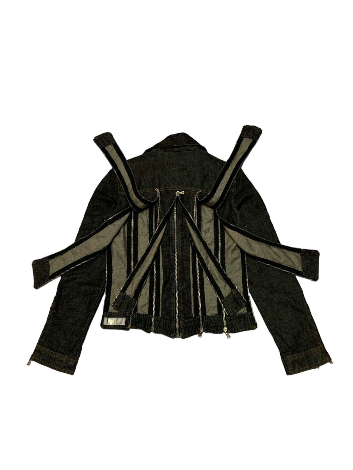 Rare D&G Dolce Gabbana Zipper 2004 Shredder Denim Jacket - 3