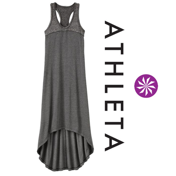 Athleta Gray Sheer Sunstone Burnout Racerback High Low Tank Dress Size XS - 1