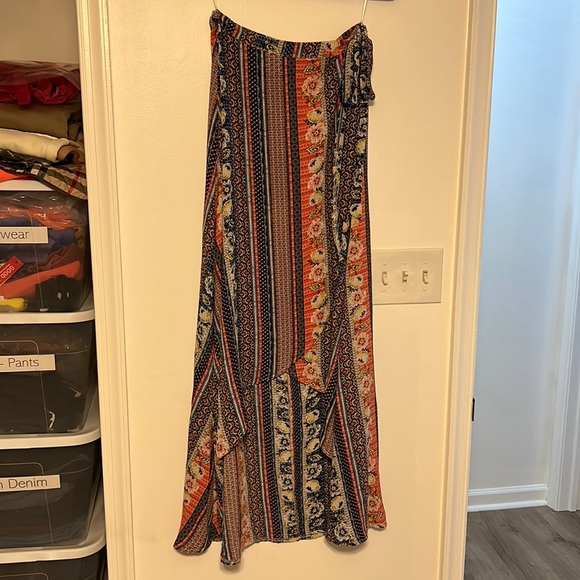 whoami Printed Asymmetrical Maxi Wrap Skirt (AUS Brand) - 3