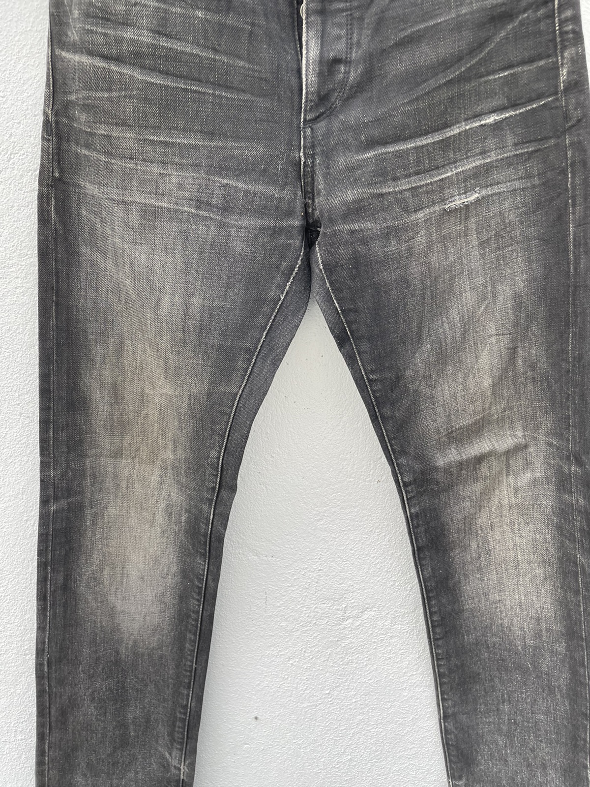 Japanese Brand - EDIFICE Distressed BLack Wash Denim Jeans - 3