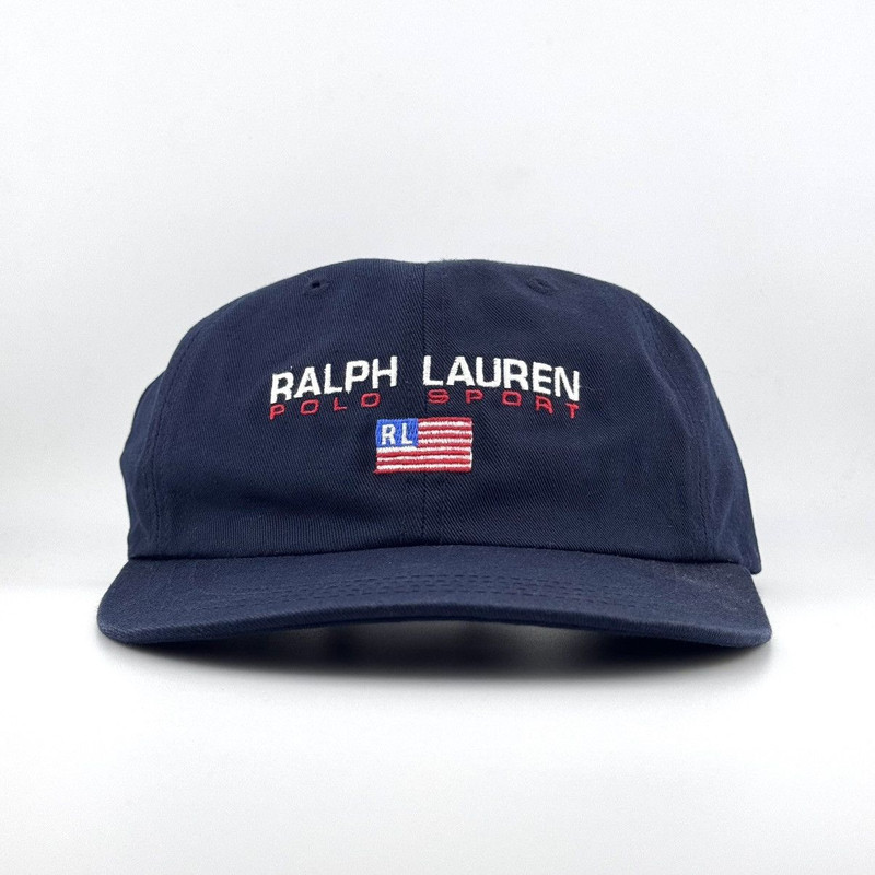 🇺🇸 Ralph Lauren Polo Sport RL Flag Navy Cap Vintage - 1