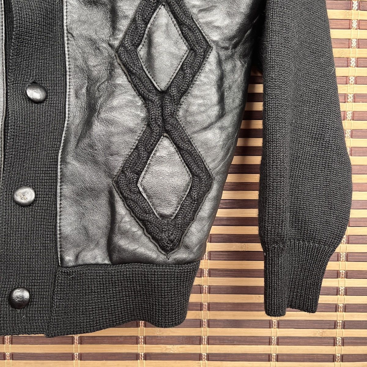 Vintage - Knitwear Leather Sweater Jacket Japan - 7