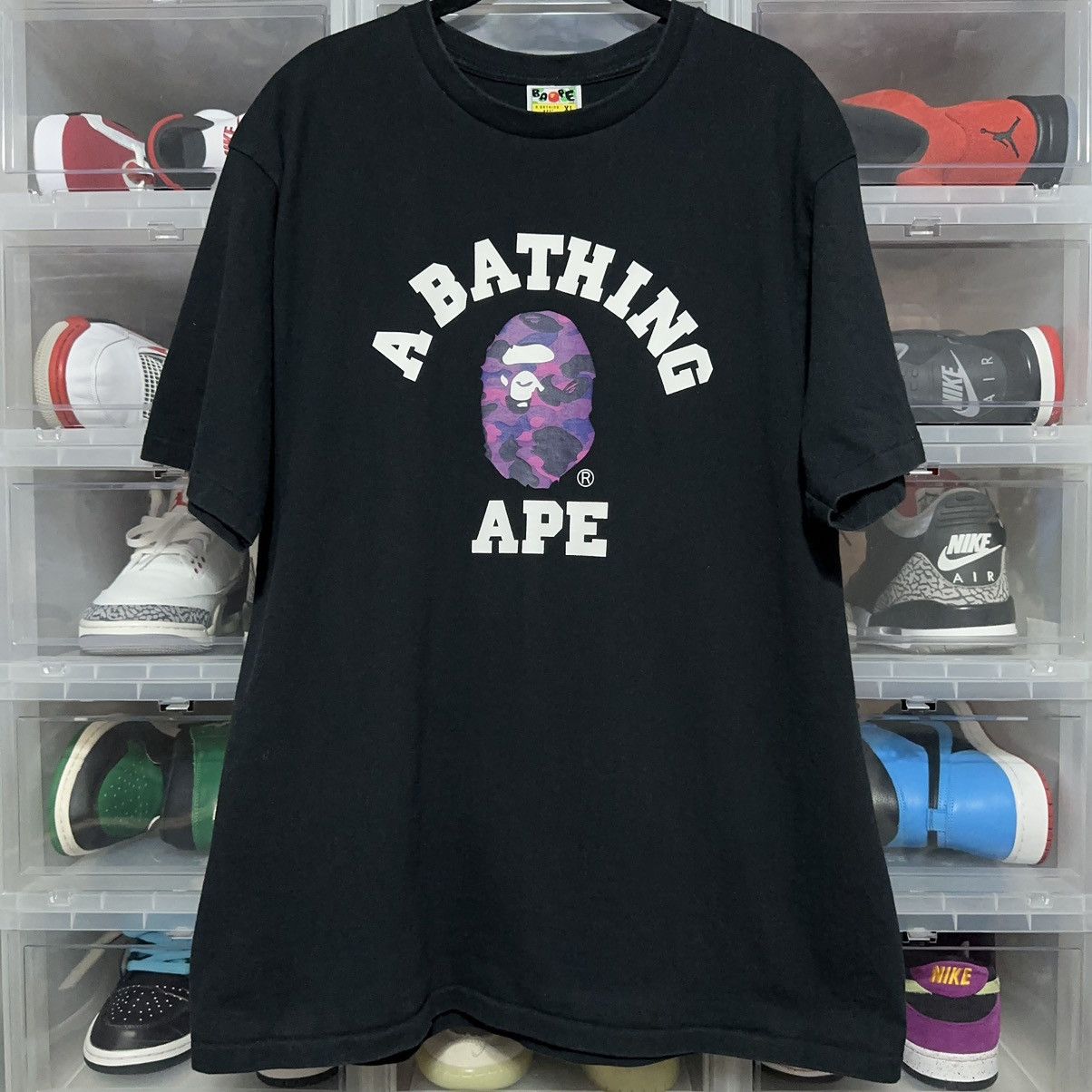 BAPE A Bathing Ape Logo College Camo T-Shirt XL - 1