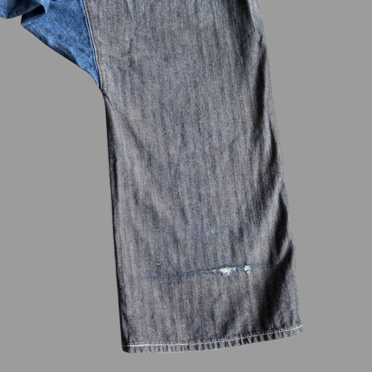 SS13 Runway Drop Crotch Asymmetric Two tone Jeans - 8