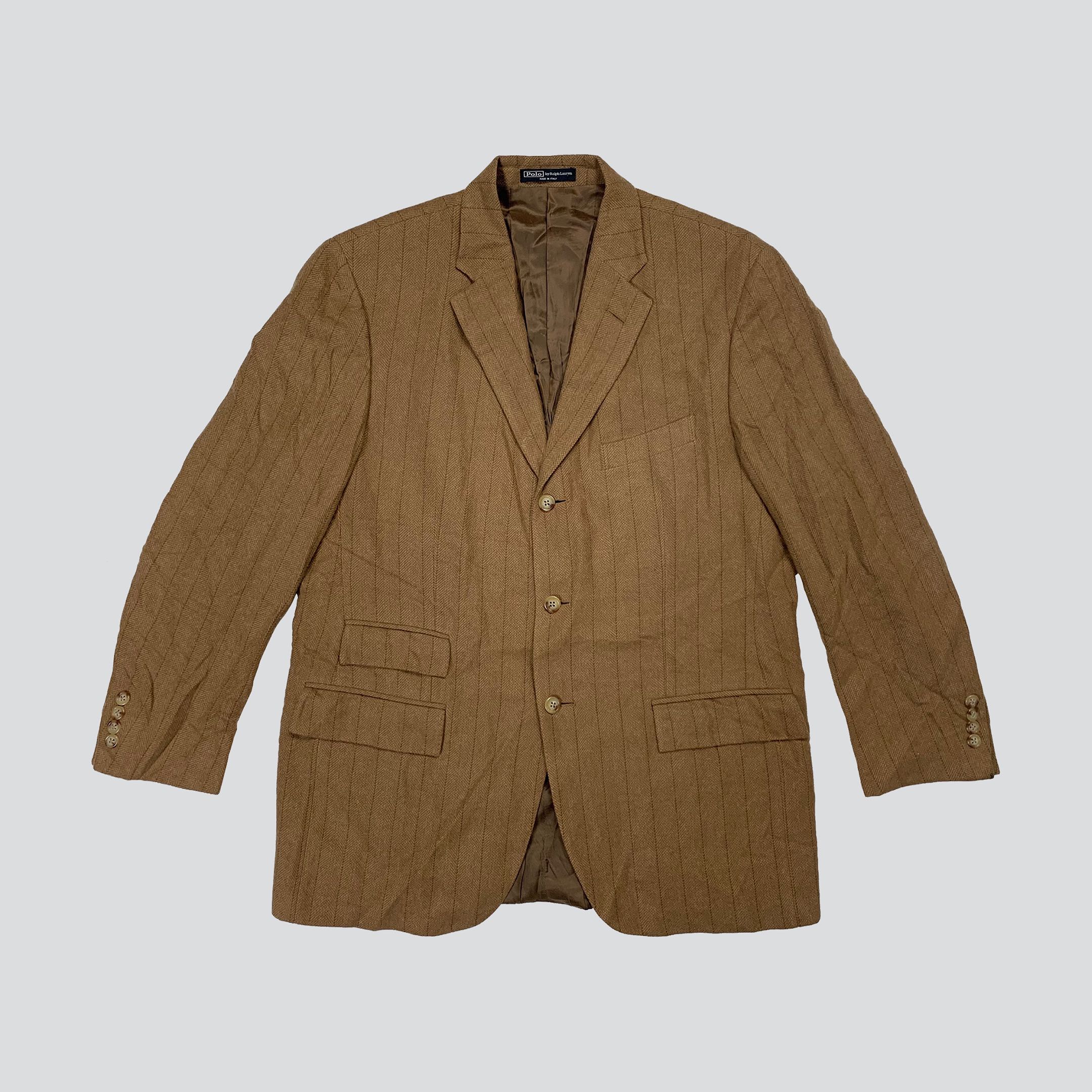 Vintage Polo by Ralph Lauren Blazer Polo IV Cashmere Sport Blazer Men Size 42R Classic Suit Brown Chic Fashion Jacket - 1
