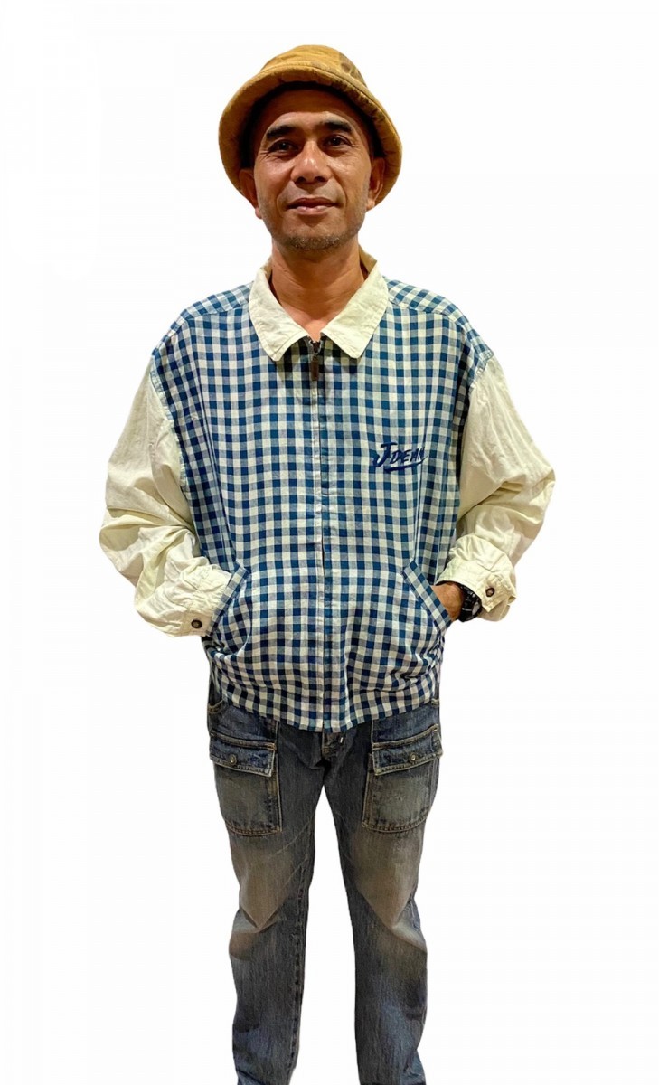 Vintage - Checkered James Dean Linen Cotton Zipper Jacket - 1