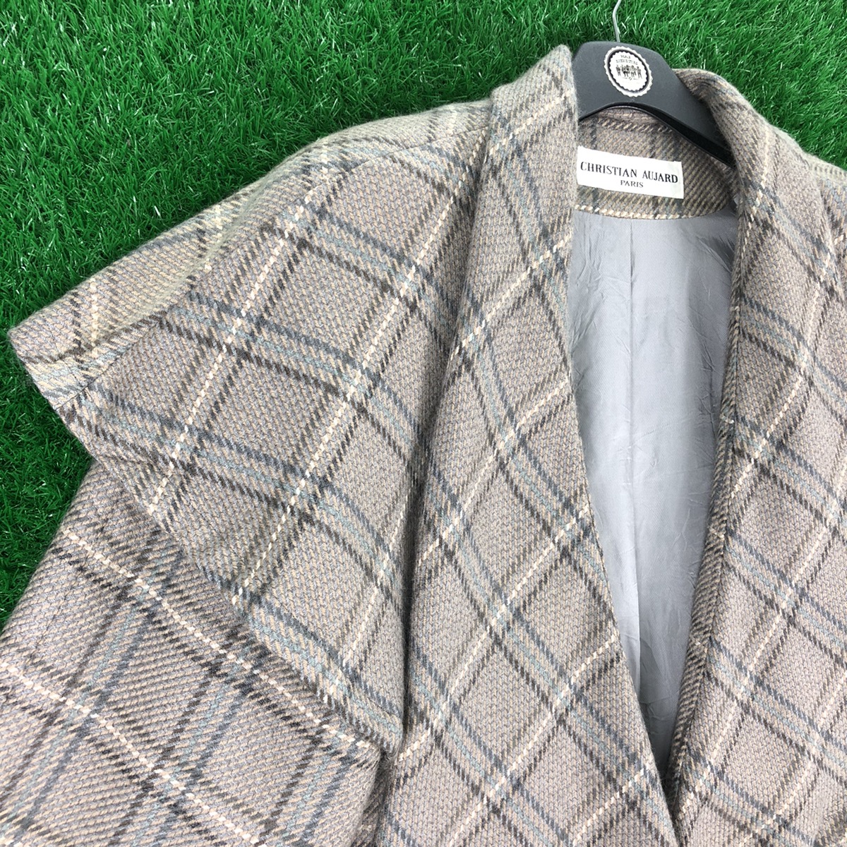 Vintage - Vintage Christian Aujard Paris Jacket Big Collar Checkered