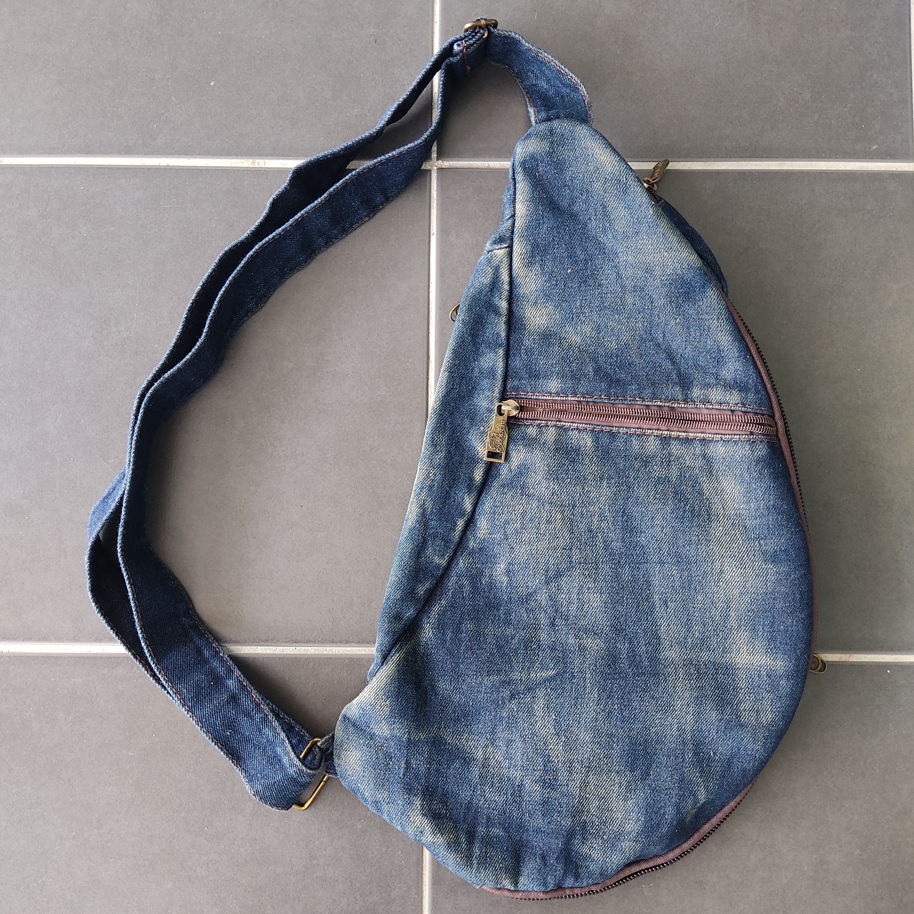 Authentic Bern Sport Distressed Denim Sling Bag - 10