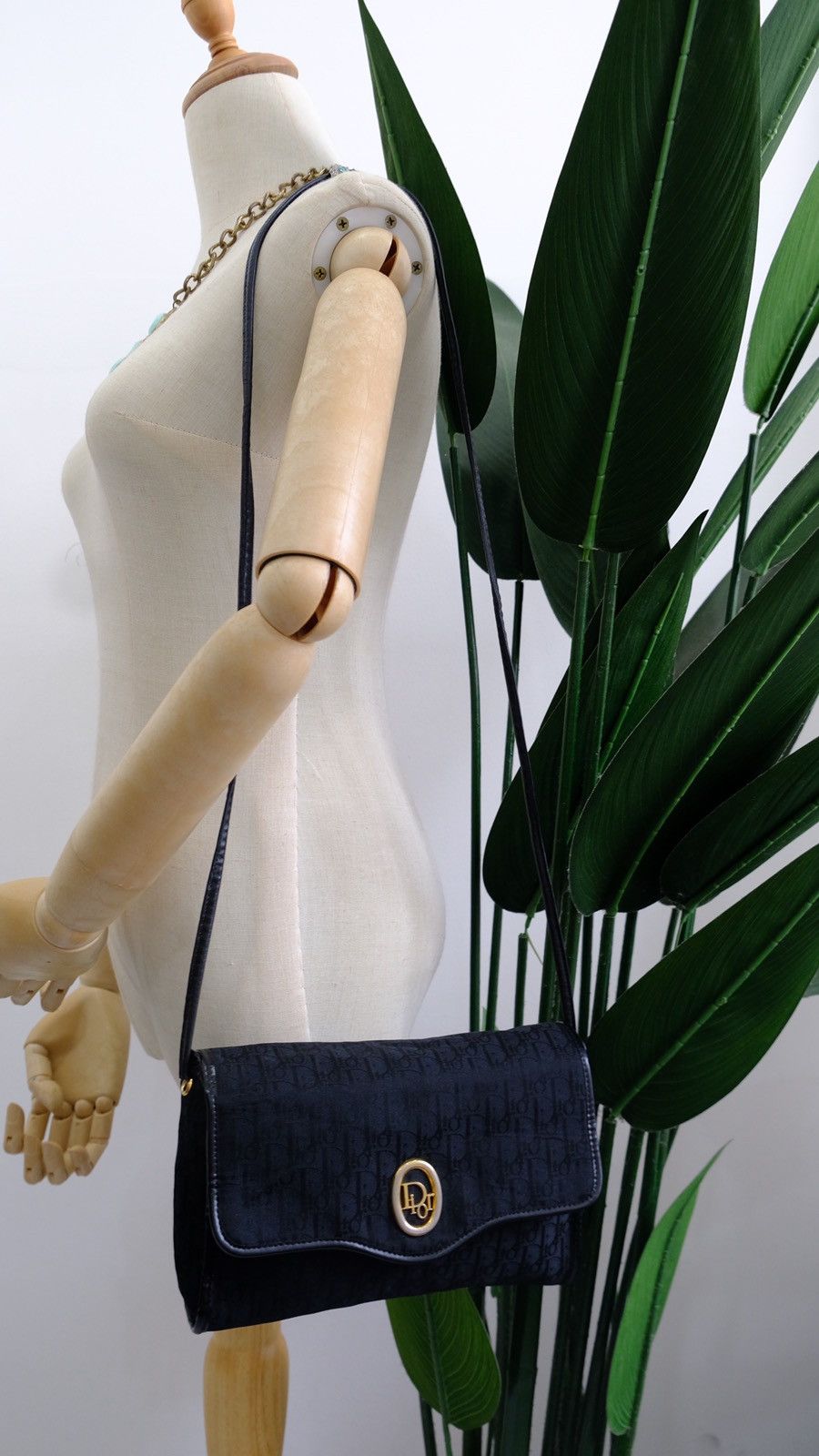 Vintage Dior Trotter Canvas Cross body Shoulder Bag Black - 1