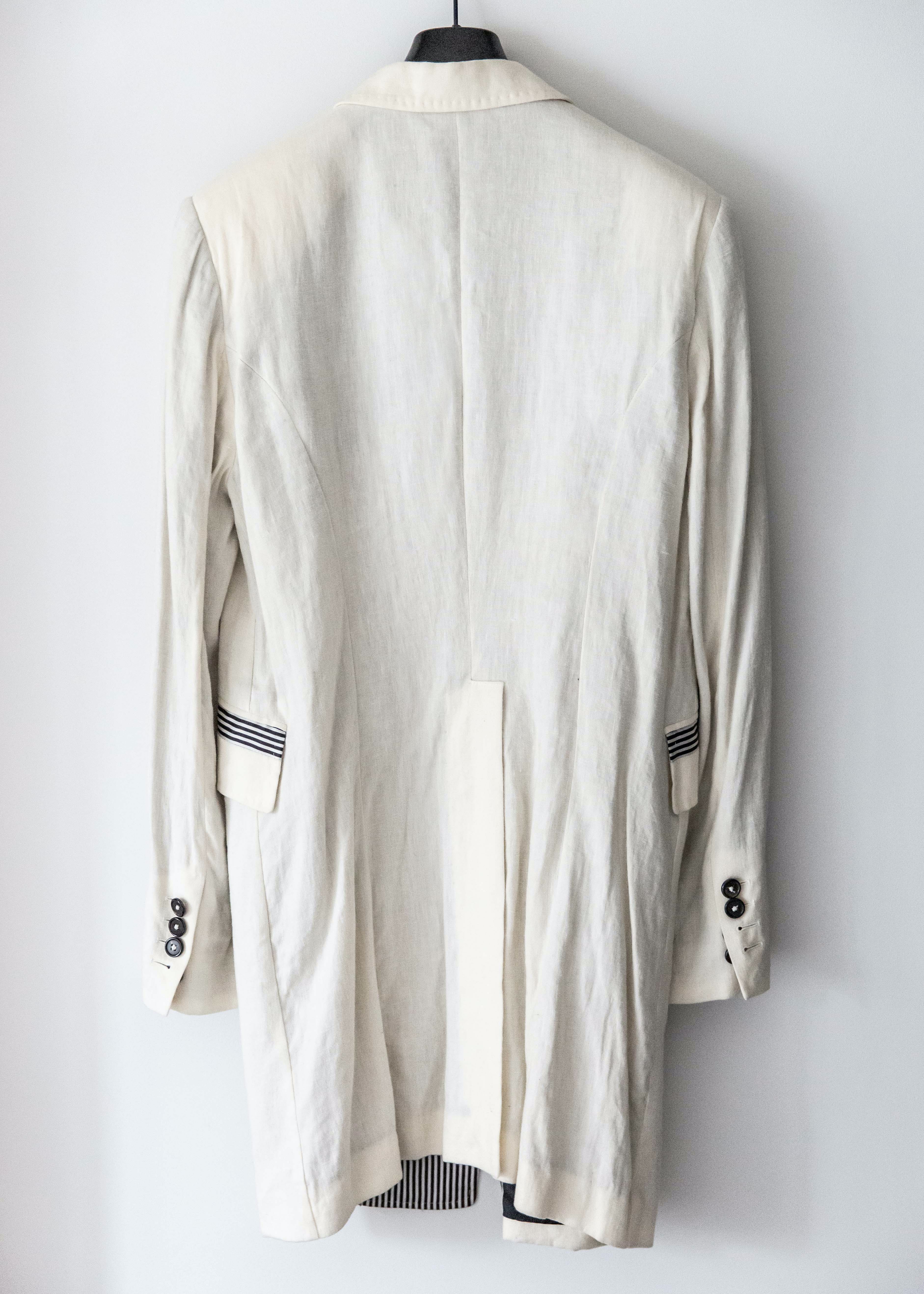 S/S08 Wool/Silk Striped Detail Coat - 2