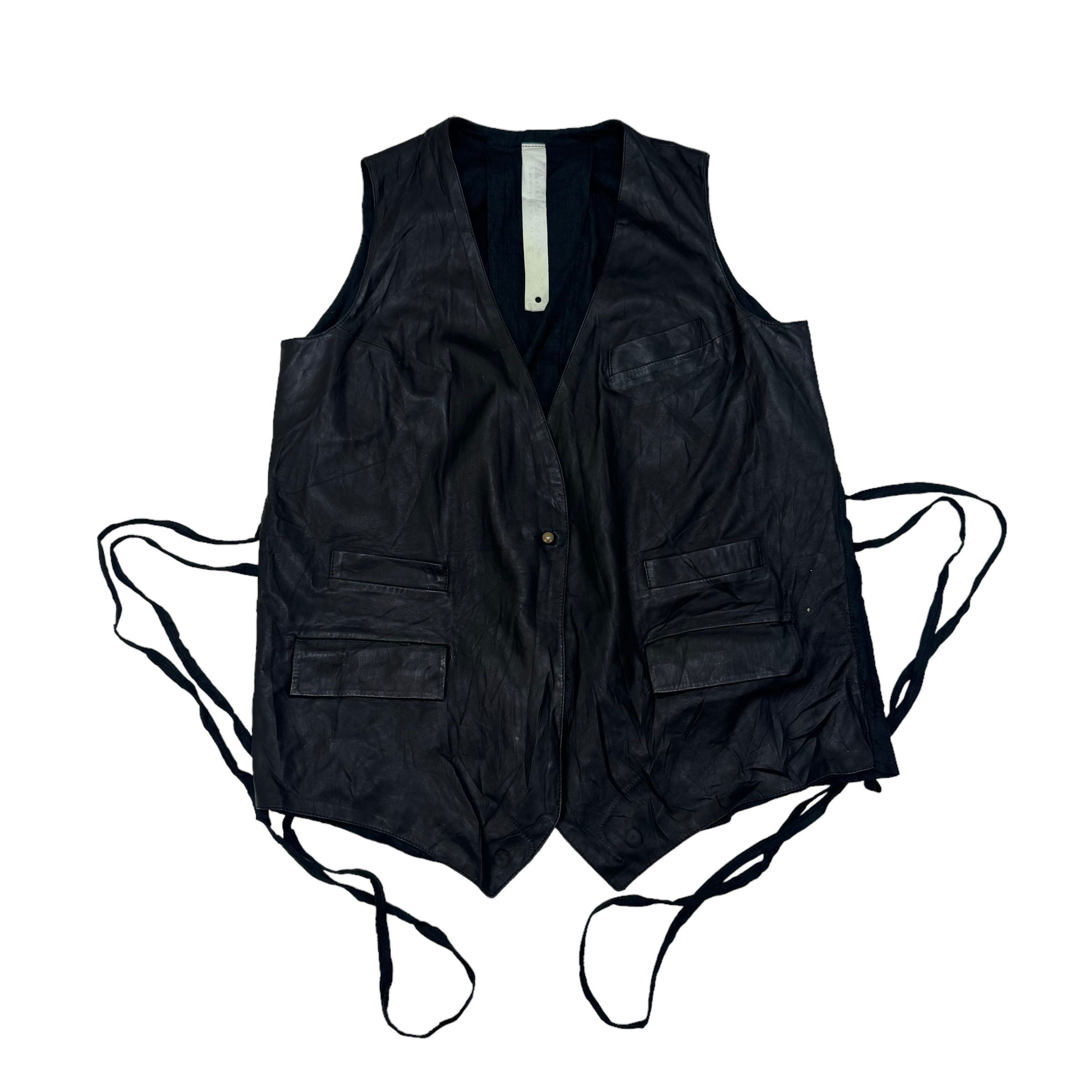 🔥ISAAC SELLAM EXPERIENCE LAMBSKIN BLACK VEST - 13