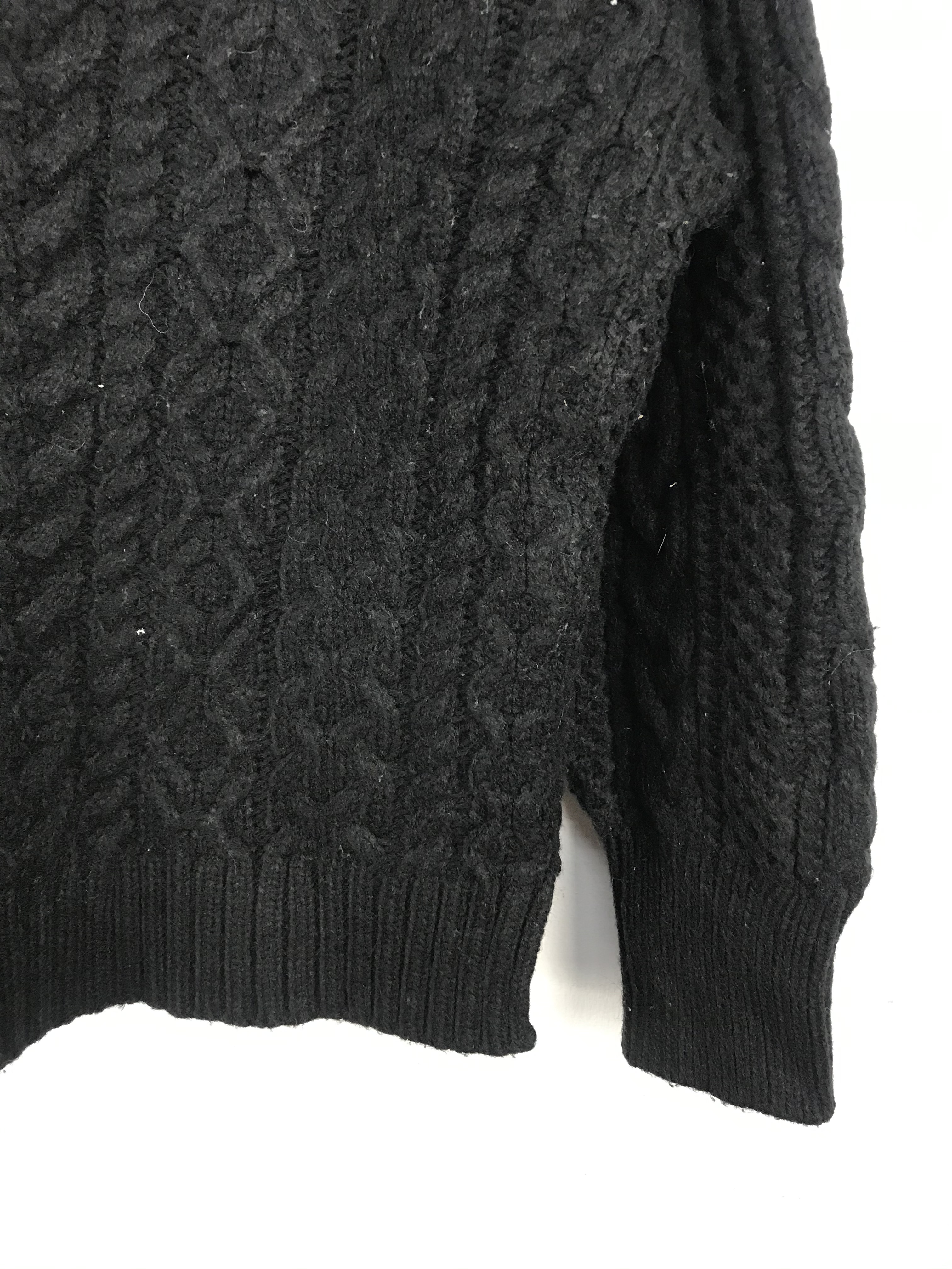 Japanese Brand - American Holic Black Giant Braid Cable Knit Sweater #3034 - 6