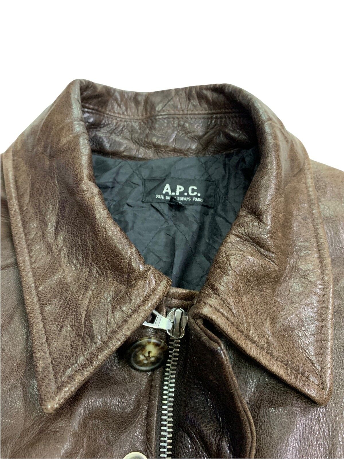 🔥RARE A.P.C LEATHER JACKETS BROWN - 7